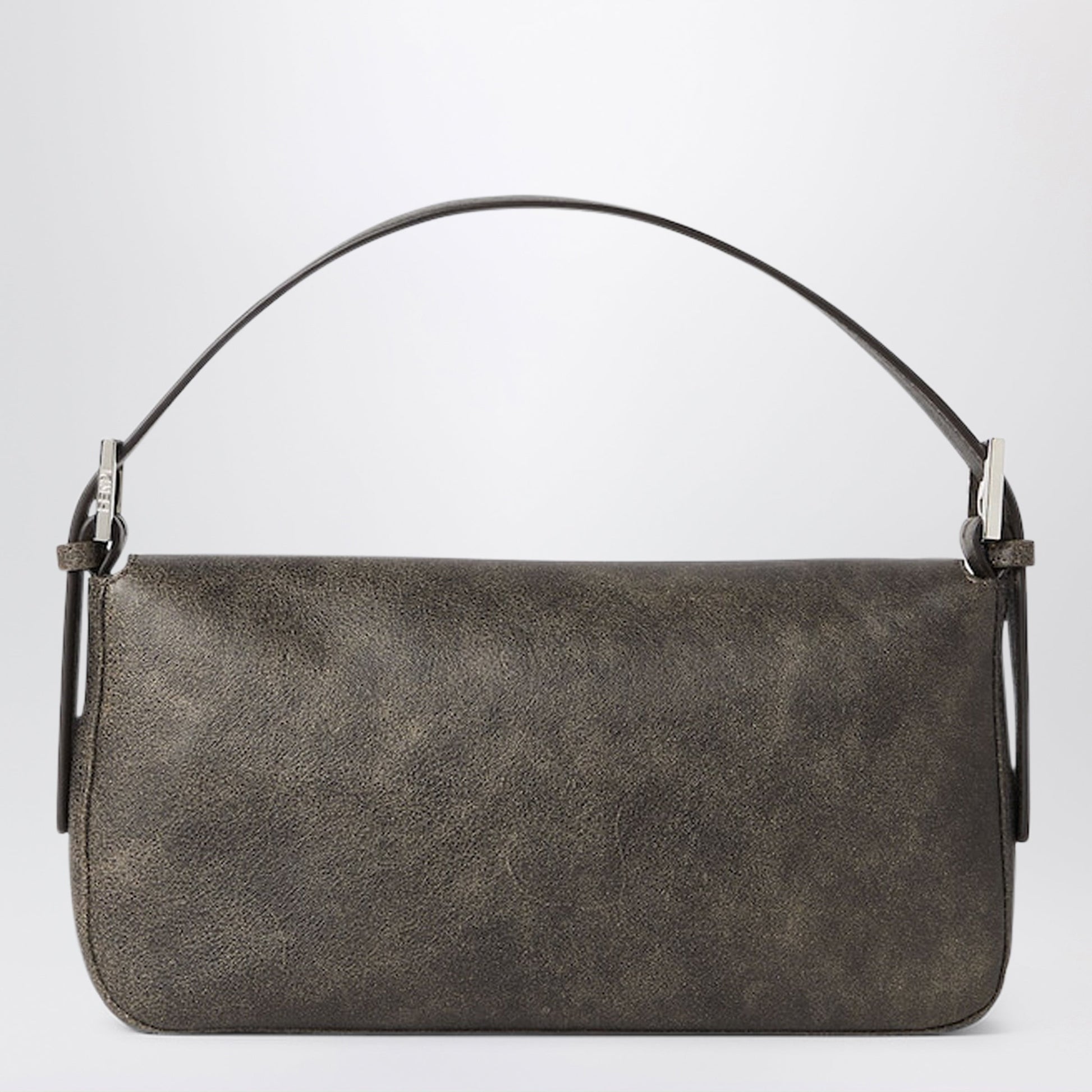 Fendi Baguetteâ® 26424 Black Leather Stencil Print Bag Women FENDI