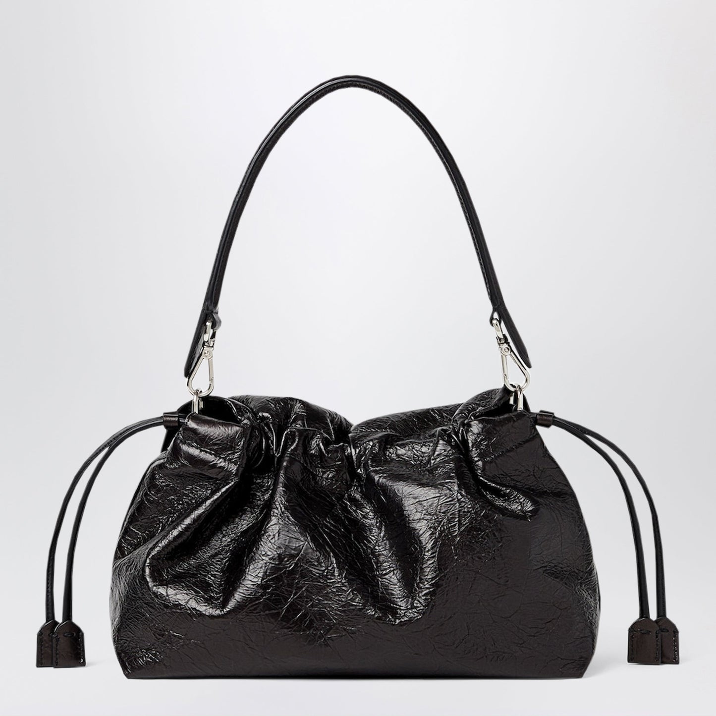Fendi Black Baguetteâ® Soft Large Bag In Crackled Leather Women FENDI