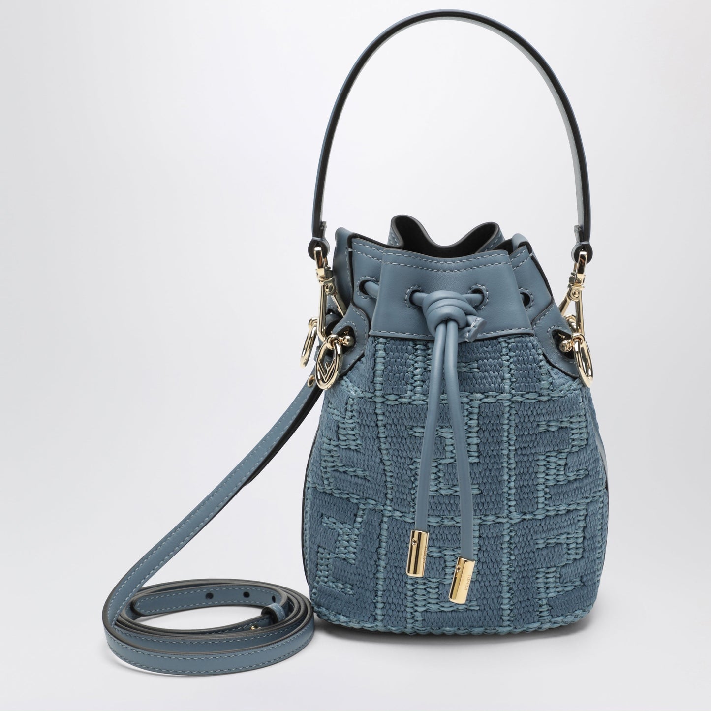 Fendi Mon Tresor Mini Bag In Canvas With Cerulean Blue Ff Embroidery Women FENDI