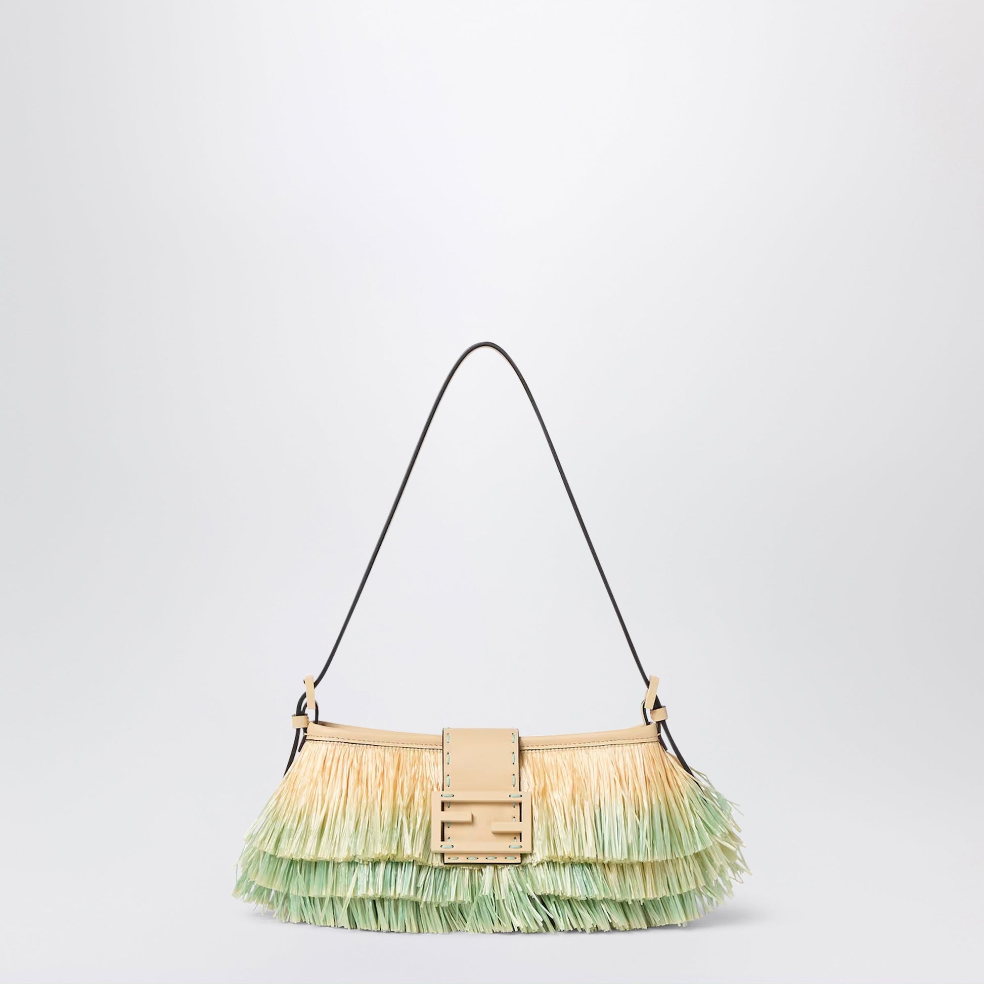 Fendi Fendi Baby B Mini Bag In Light Green Ombre Raffia Women FENDI