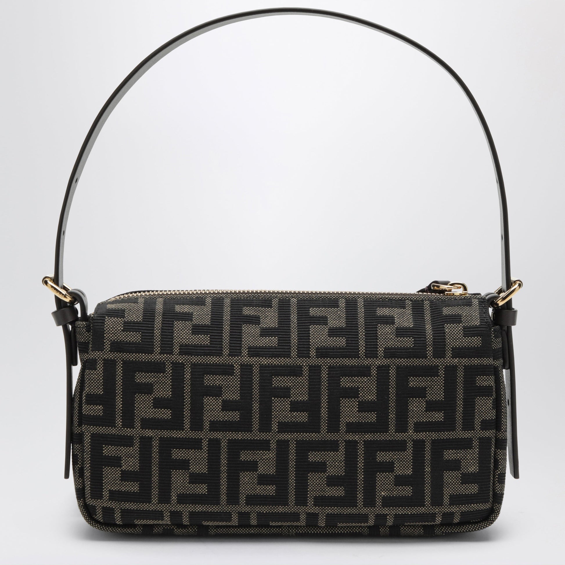 Fendi Brown Zip Top Small Bag In Ff Zucca Jacquard Fabric Women FENDI