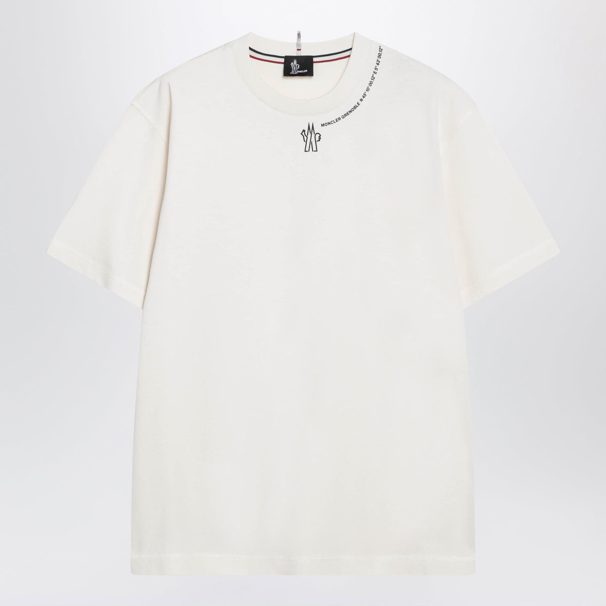 Moncler Grenoble Ivory Cotton T-Shirt With Logo And Coordinates Men MONCLER GRENOBLE