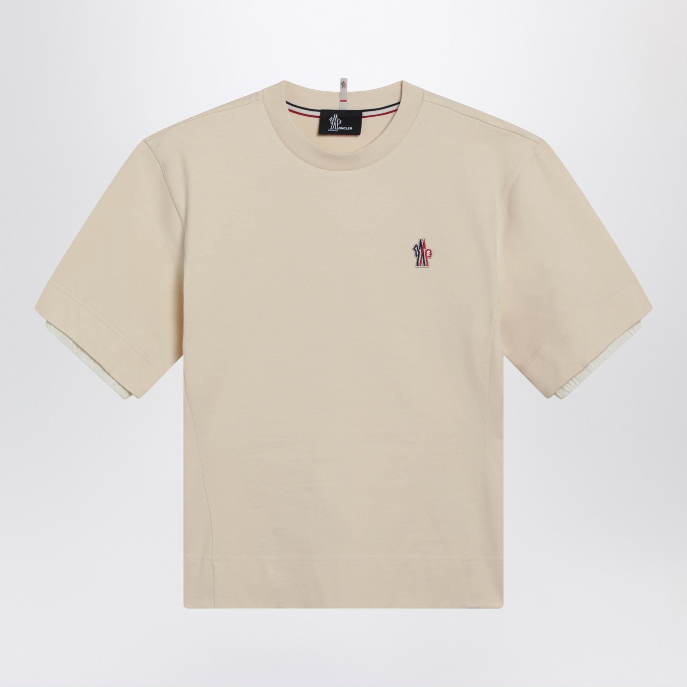 Moncler Grenoble White Cotton-Blend T-Shirt With Logo Patch Women MONCLER GRENOBLE
