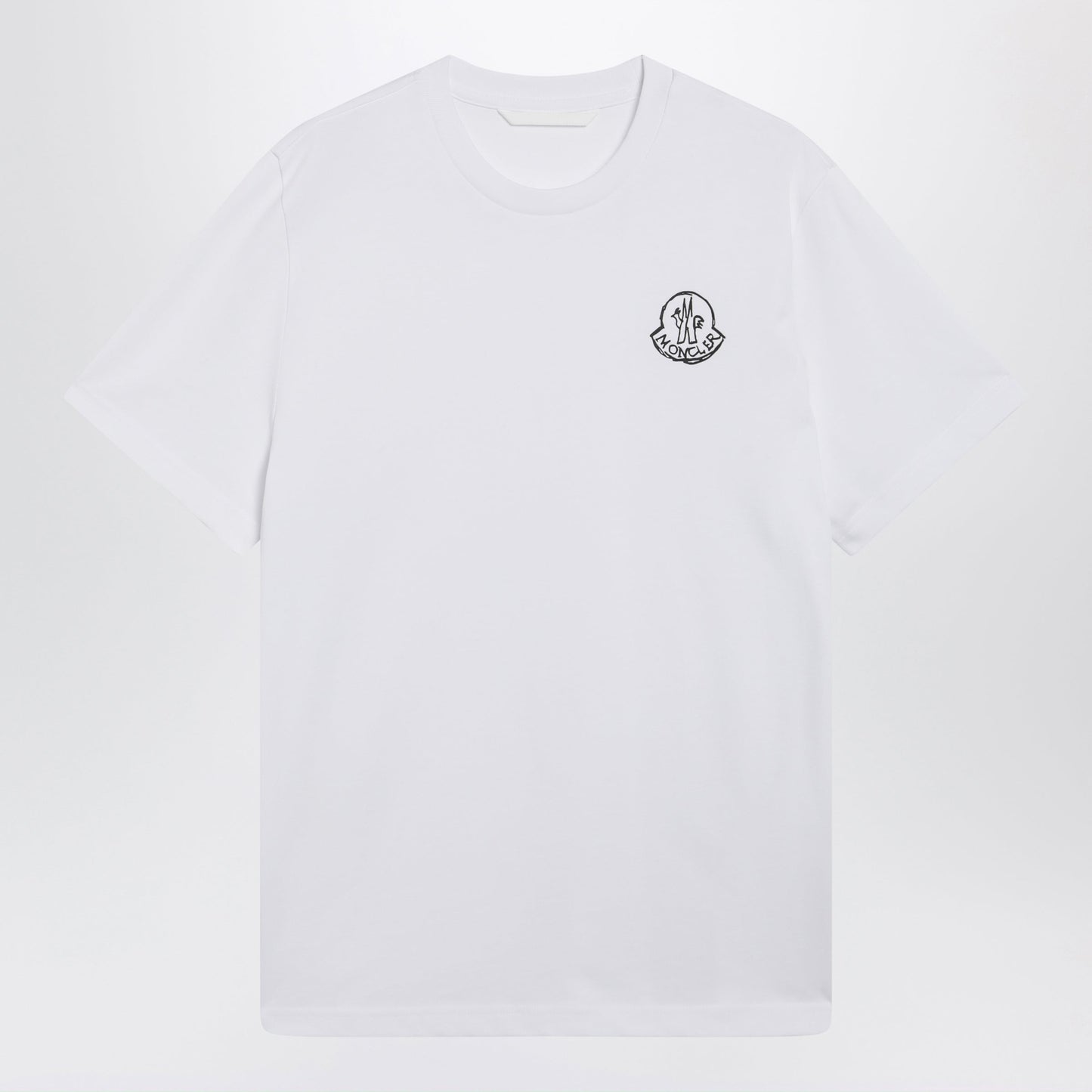Moncler White Cotton Jersey T-Shirt With Logo Patch Men MONCLER