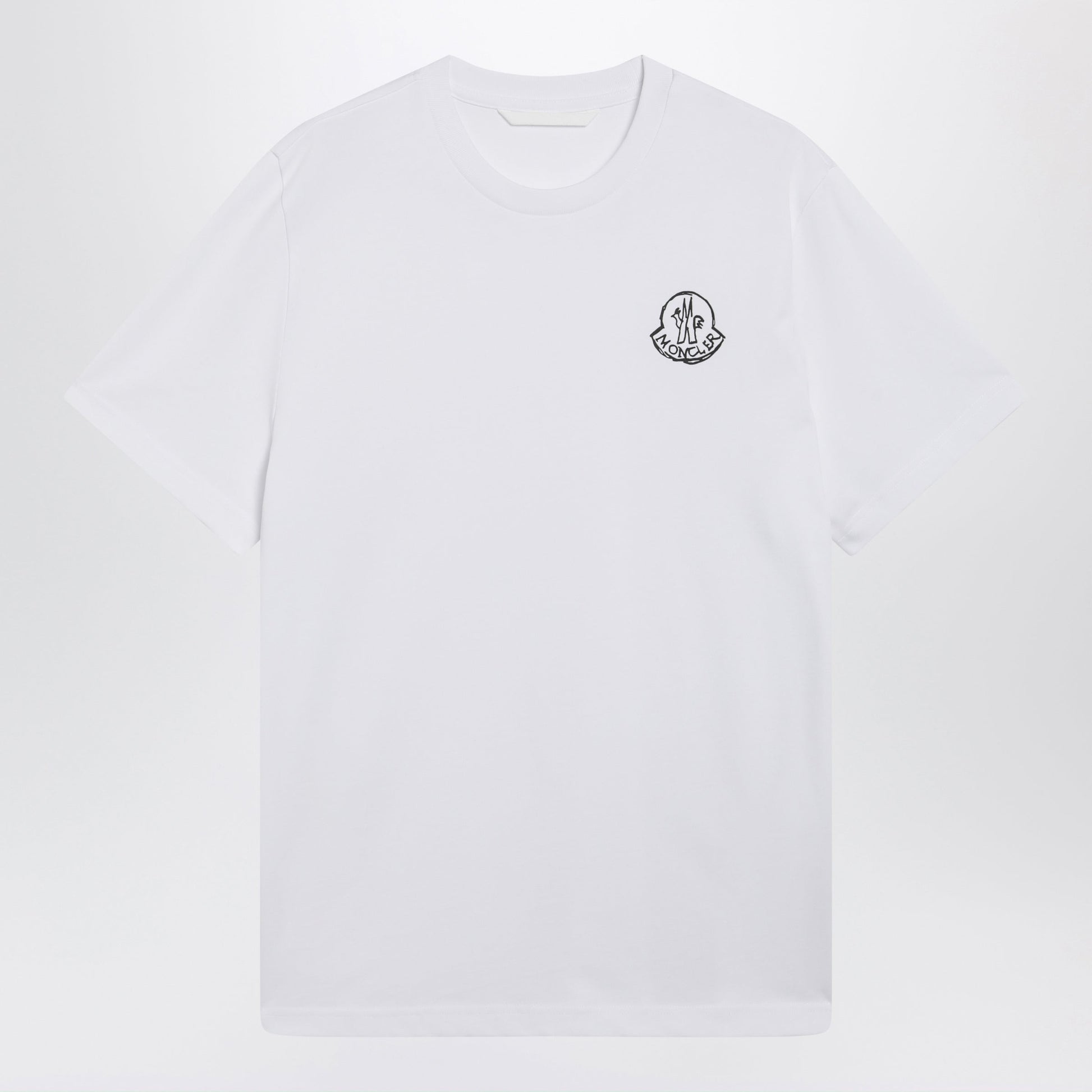 Moncler White Cotton Jersey T-Shirt With Logo Patch Men MONCLER