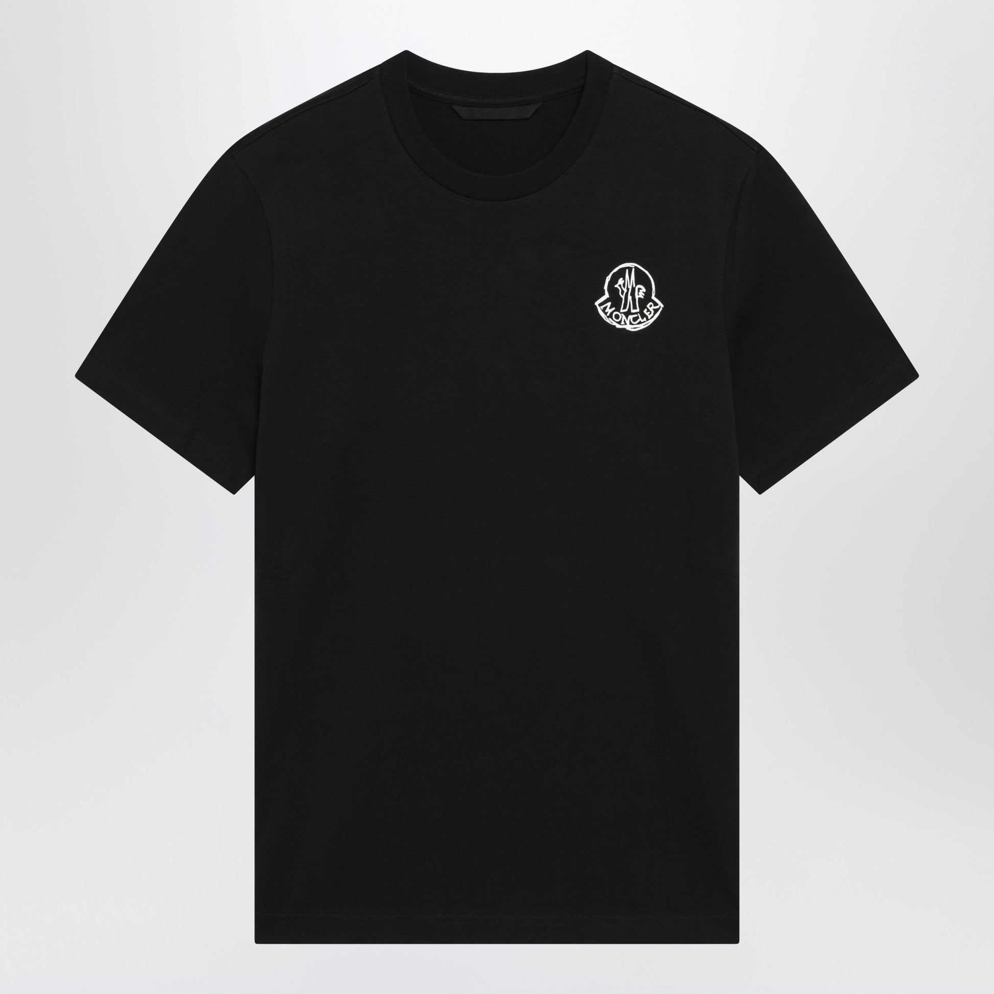 Moncler Black Cotton Jersey T-Shirt With Logo Patch Men MONCLER