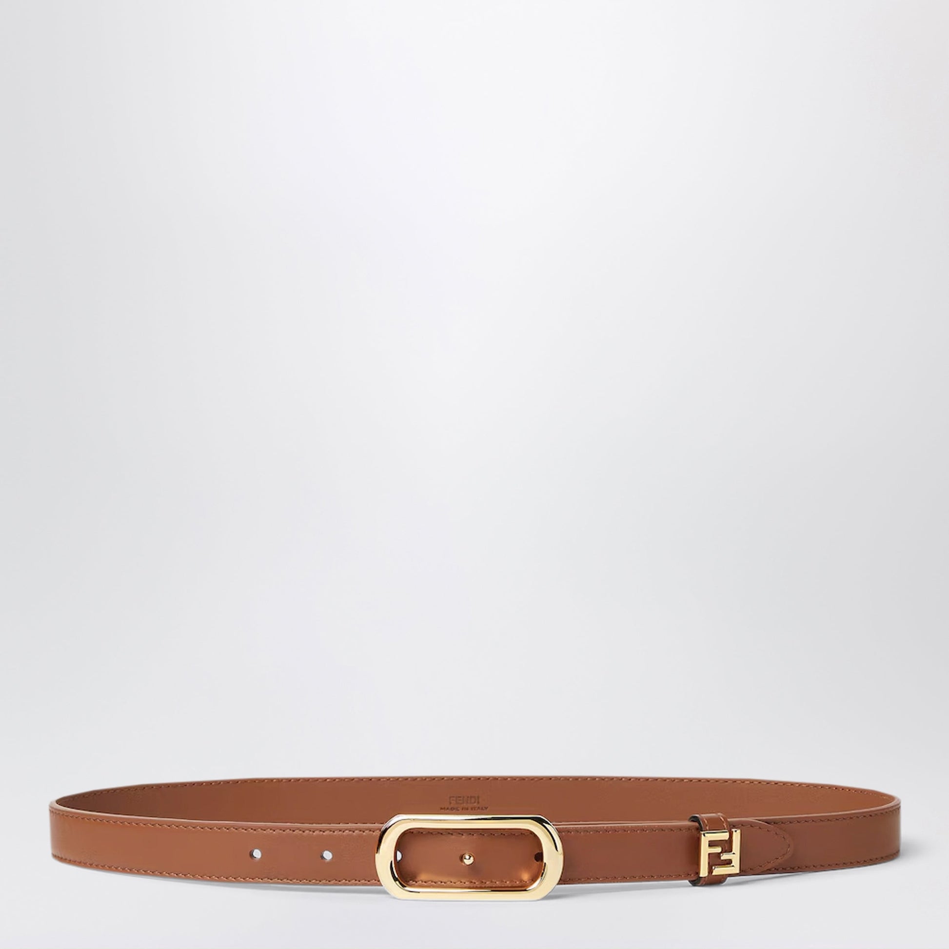 Fendi Sellier Brown Leather Ff Belt Women FENDI
