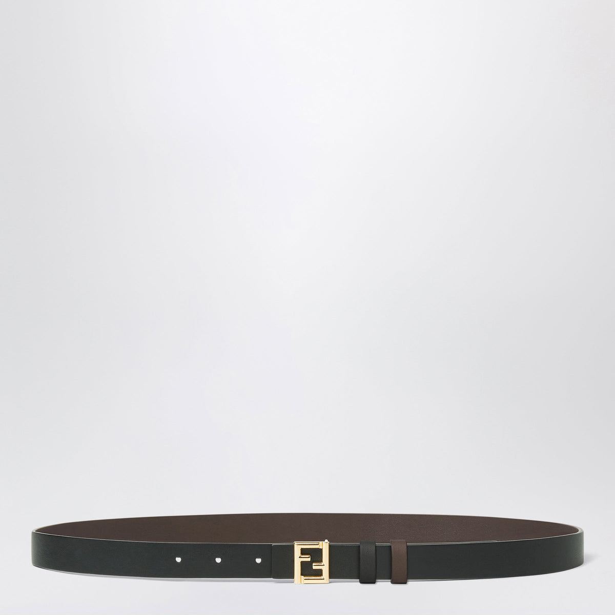 Fendi Ff Reversible Belt In Black And Dark Brown Leather Women FENDI