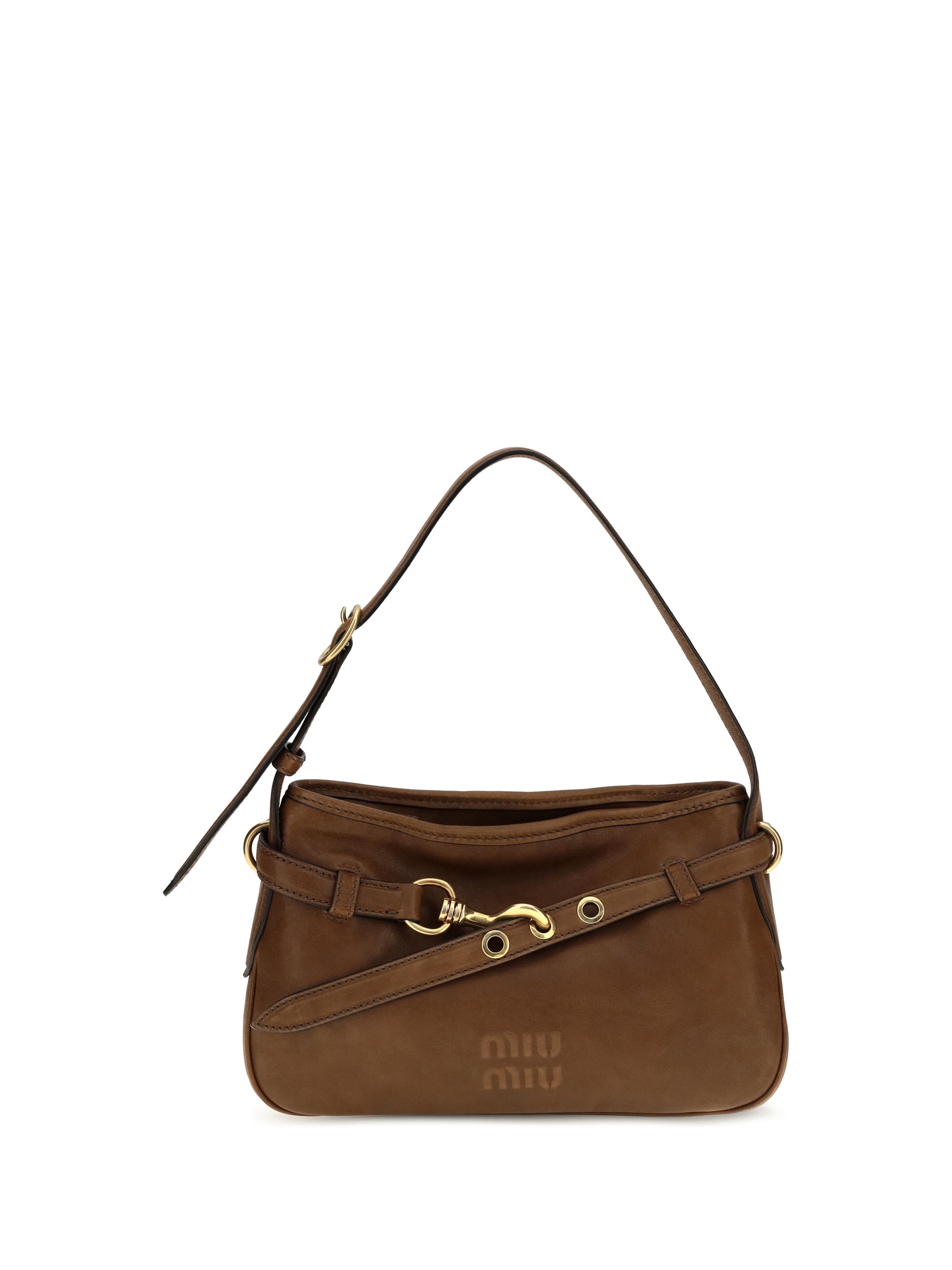 Miu Miu Women Leather Shoulder Bag With Buckle Detail MIU MIU