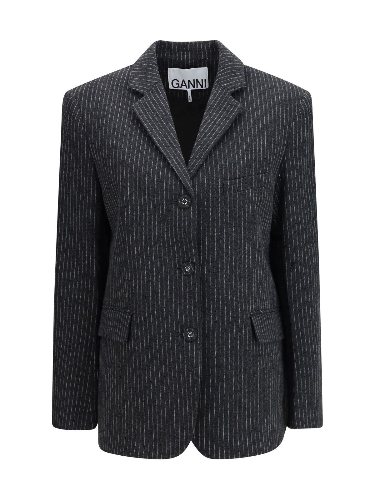 Ganni Women Pinstripe Wool Blazer GANNI