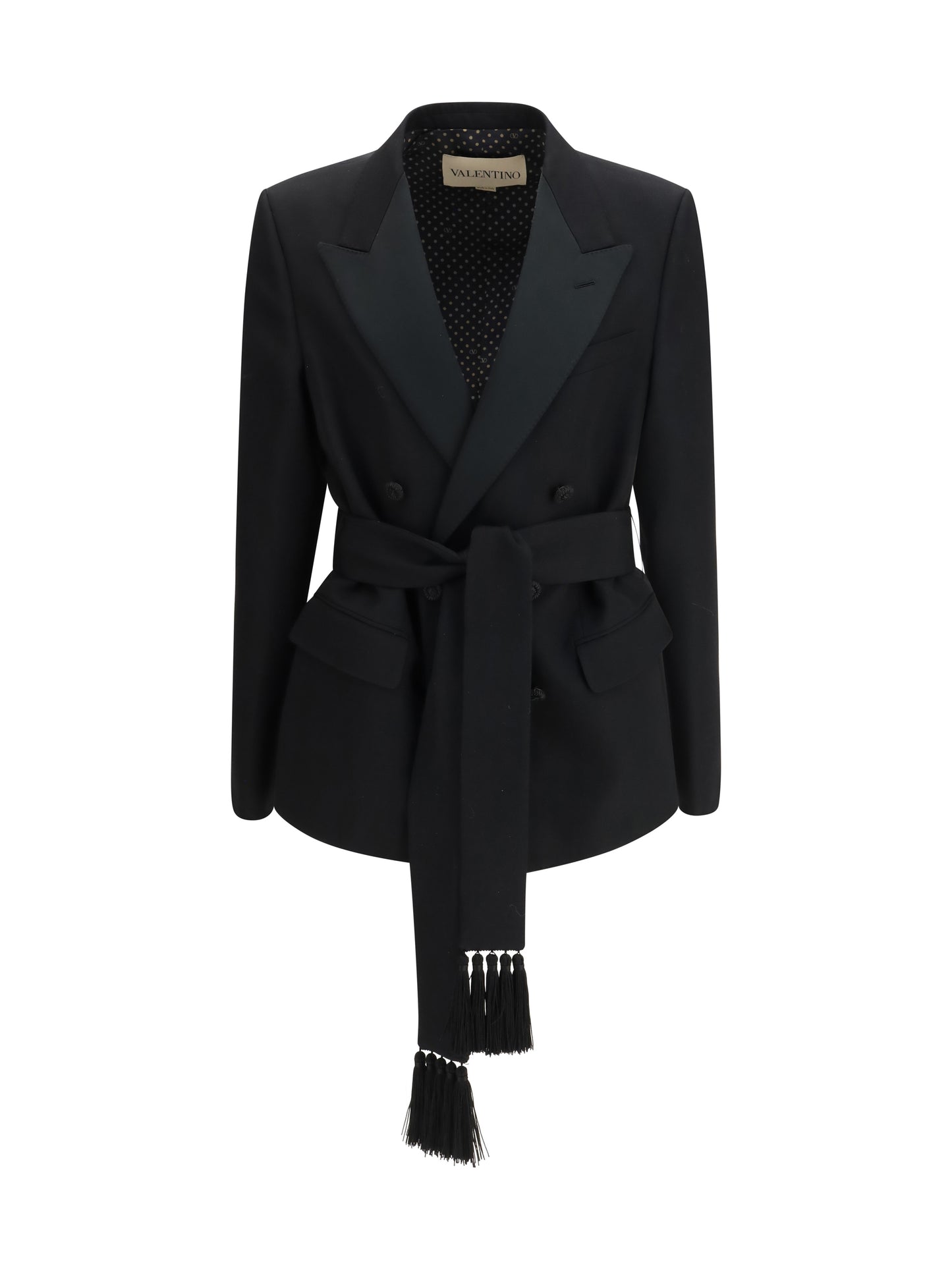 Valentino Men Double-Breasted Virgin Wool Blazer With Belt VALENTINO