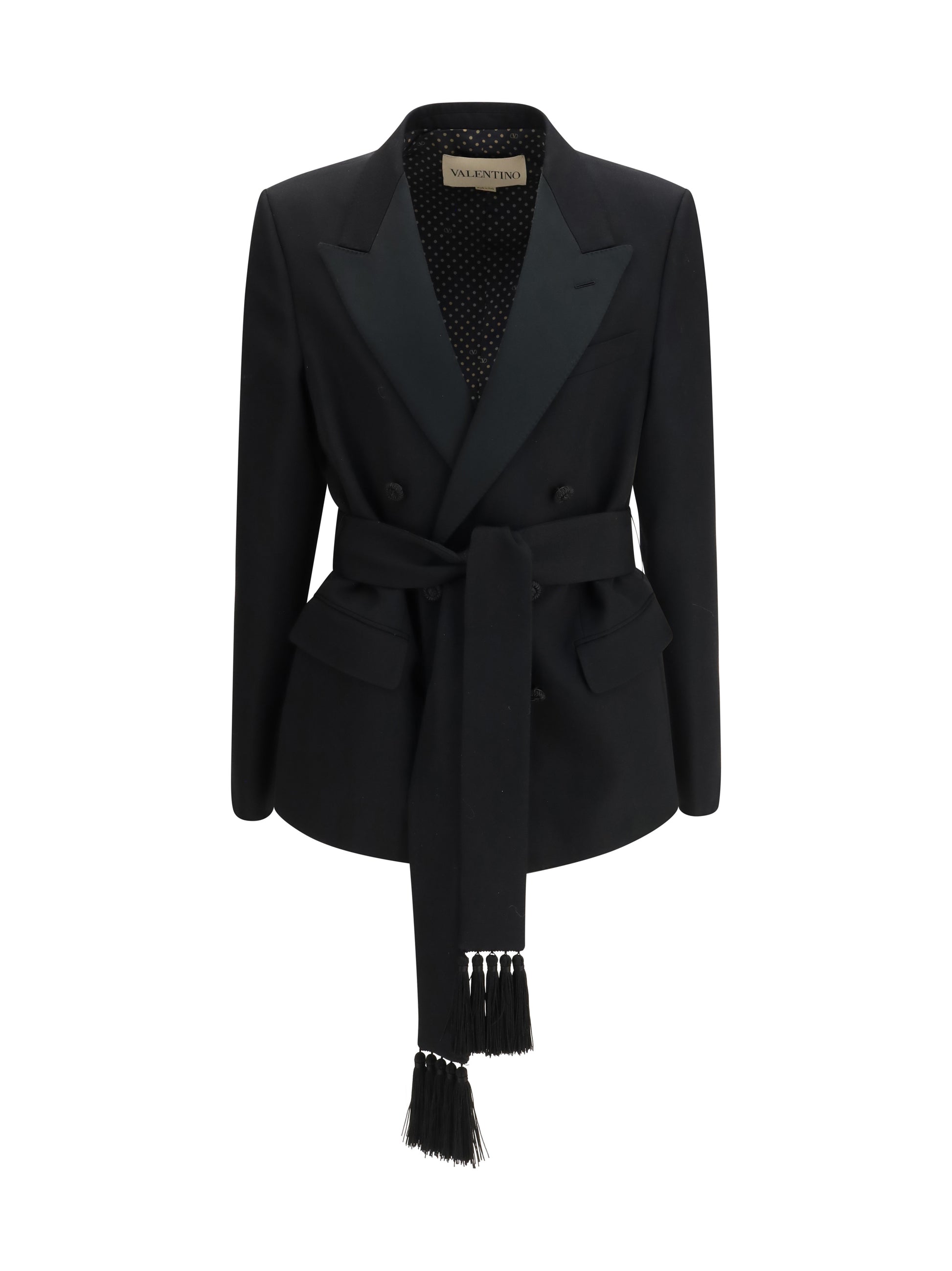 Valentino Men Double-Breasted Virgin Wool Blazer With Belt VALENTINO
