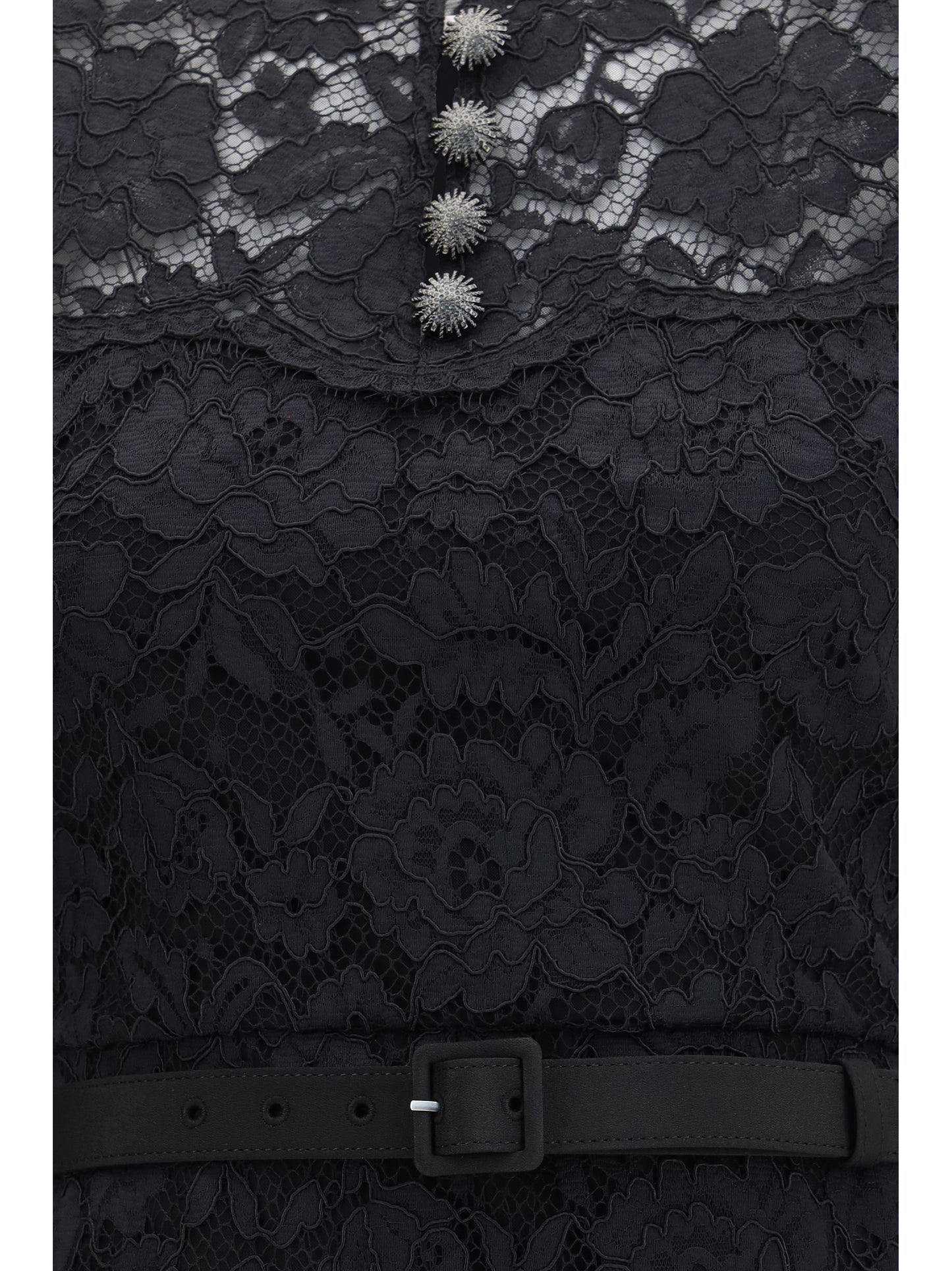 Self-Portrait Women Lace Contrast Collar Midi Dress SELF-PORTRAIT