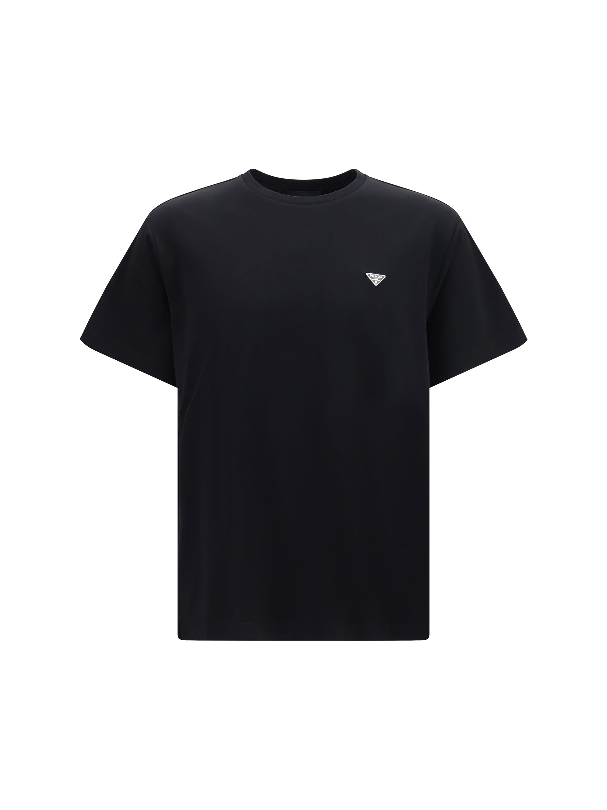 Prada Men Cotton T-Shirt With Triangle Logo PRADA