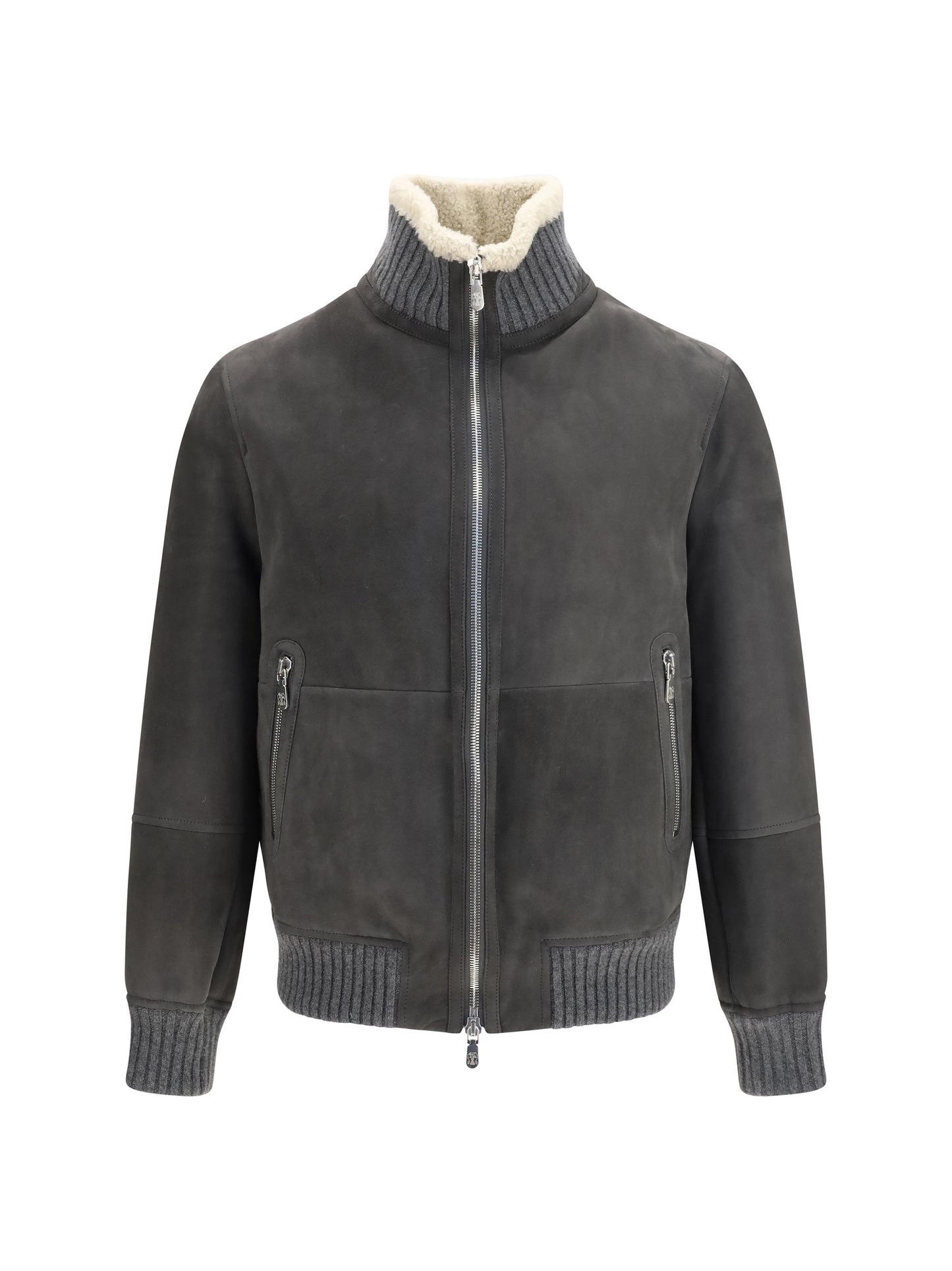 Brunello Cucinelli Men Shearling Jacket With Zip And High Neck BRUNELLO CUCINELLI