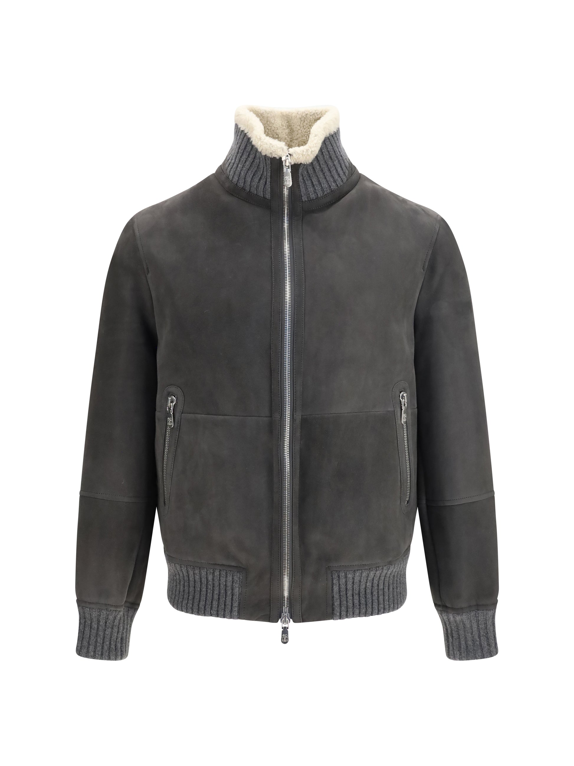 Brunello Cucinelli Men Shearling Jacket With Zip And High Neck BRUNELLO CUCINELLI
