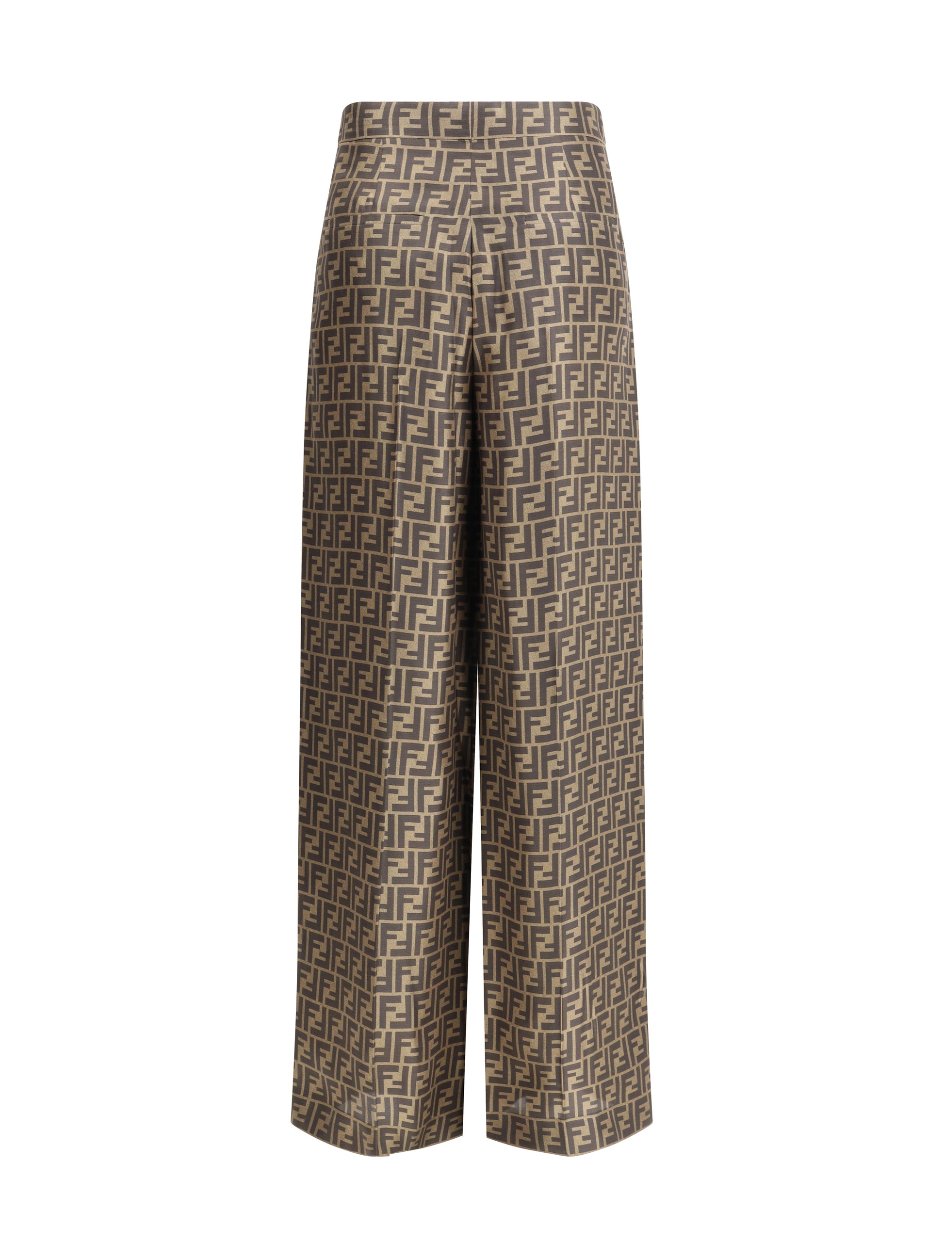 Fendi Women Monogram Pattern Silk Pants FENDI