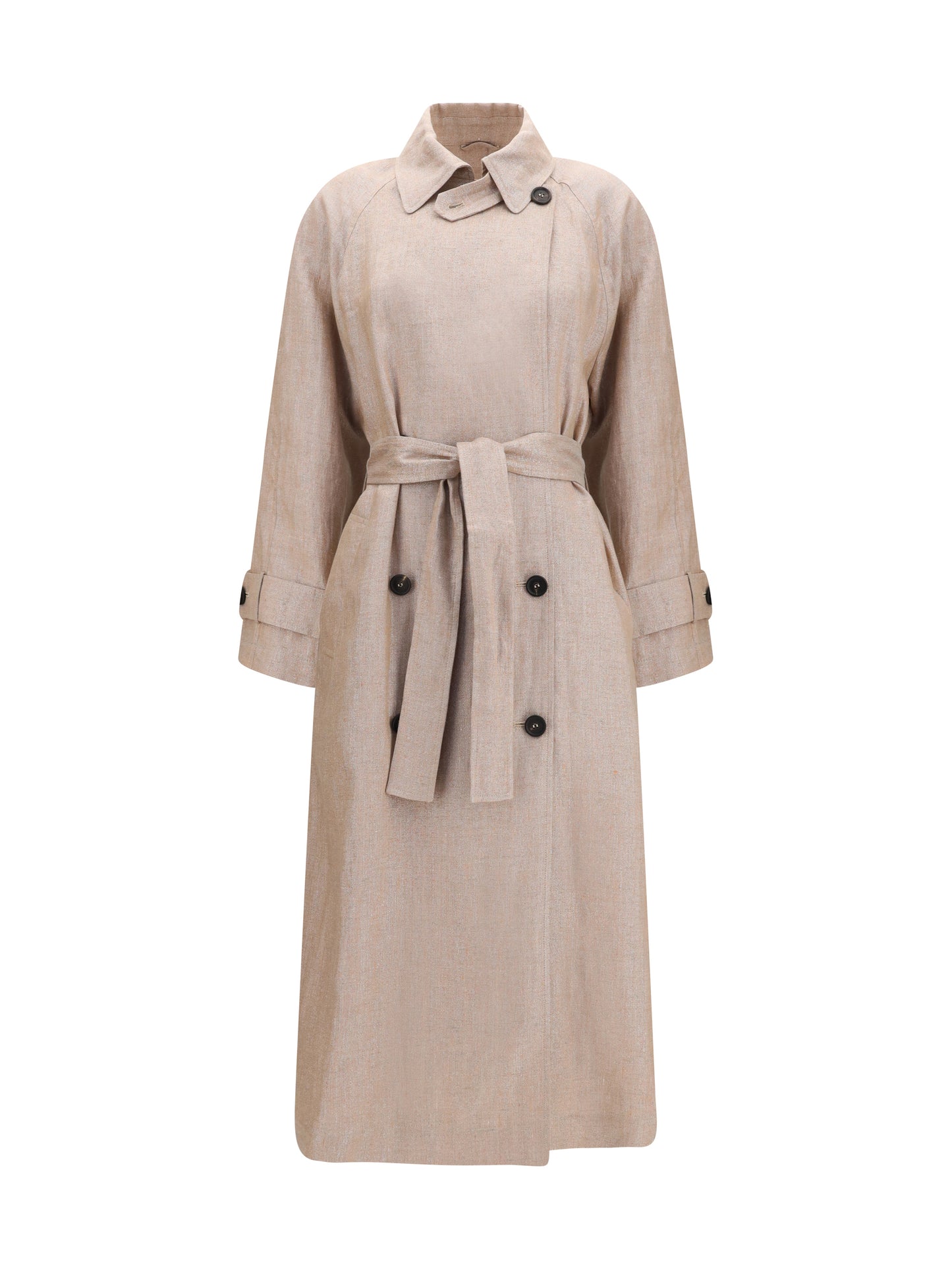 Brunello Cucinelli Women Linen Trench Coat With Lurex BRUNELLO CUCINELLI