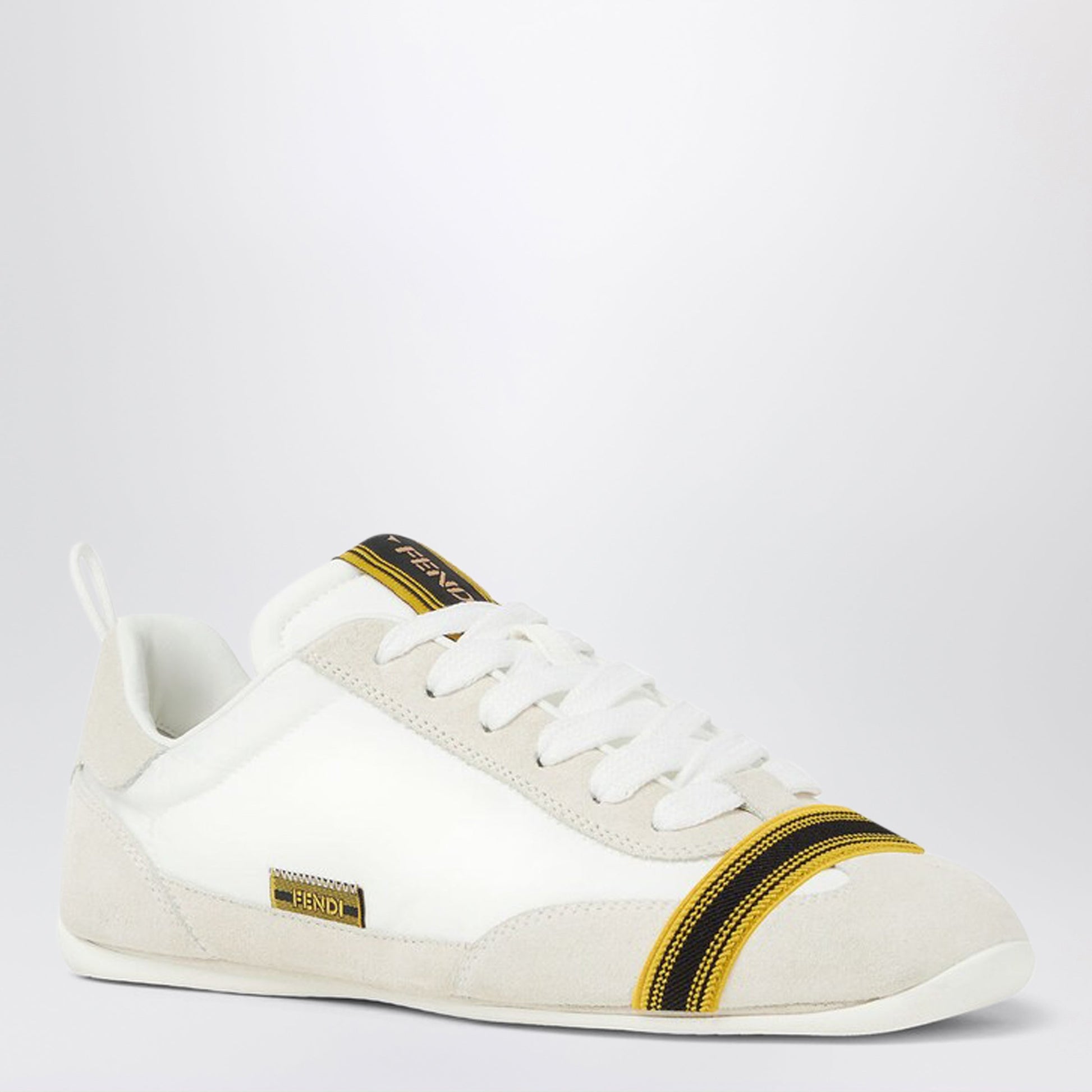 Fendi Wrap Trainers In White Suede And Fabric Women FENDI