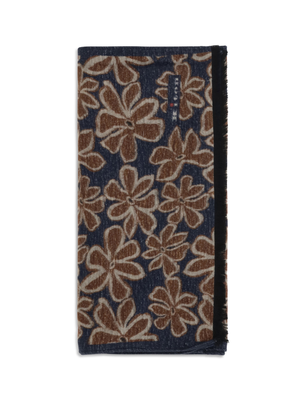 Kiton Men Floral Print Scarf With Fringes KITON