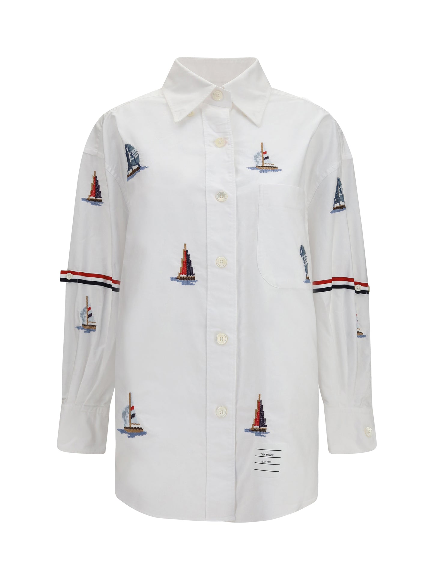 Thom Browne Women Oversized Sailboat-Embroidered Shirt THOM BROWNE