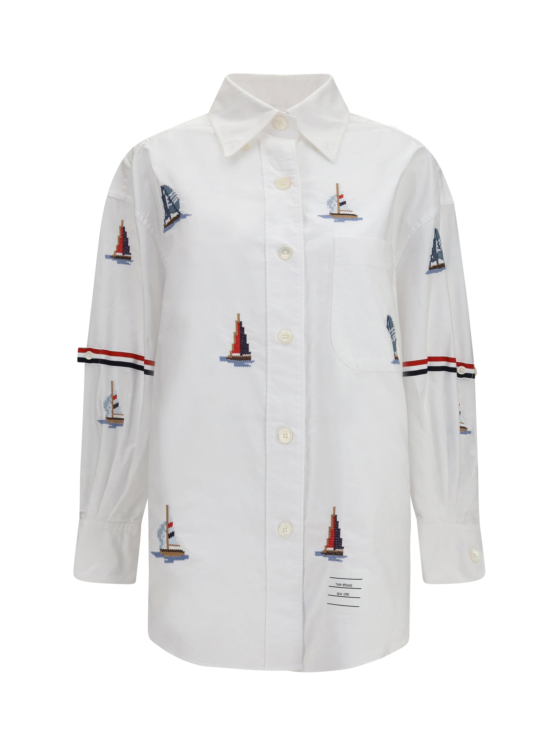 Thom Browne Women Oversized Sailboat-Embroidered Shirt THOM BROWNE