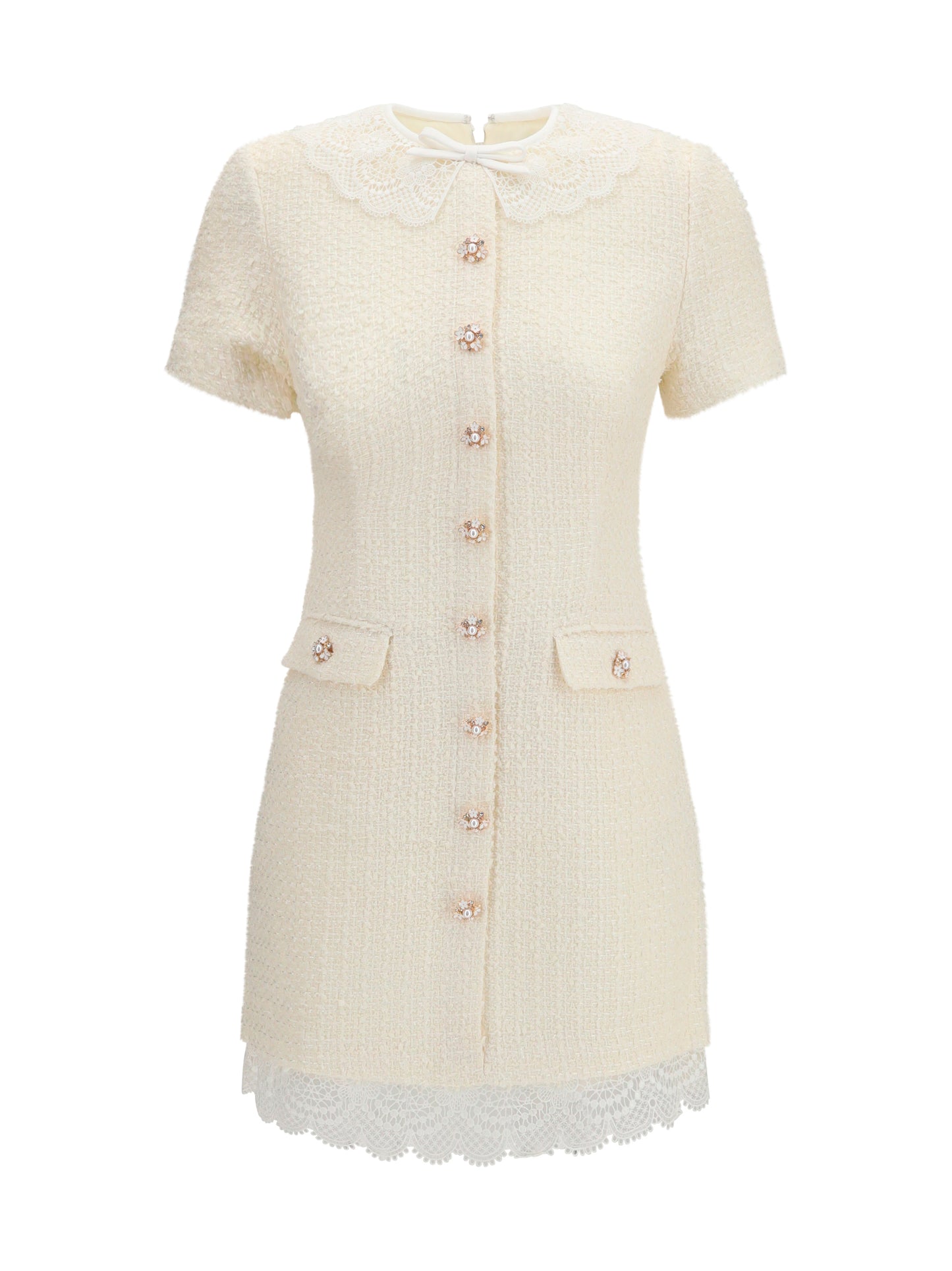 Self-Portrait Women Tailored Mini Dress With Bouclé Lace Inserts SELF-PORTRAIT
