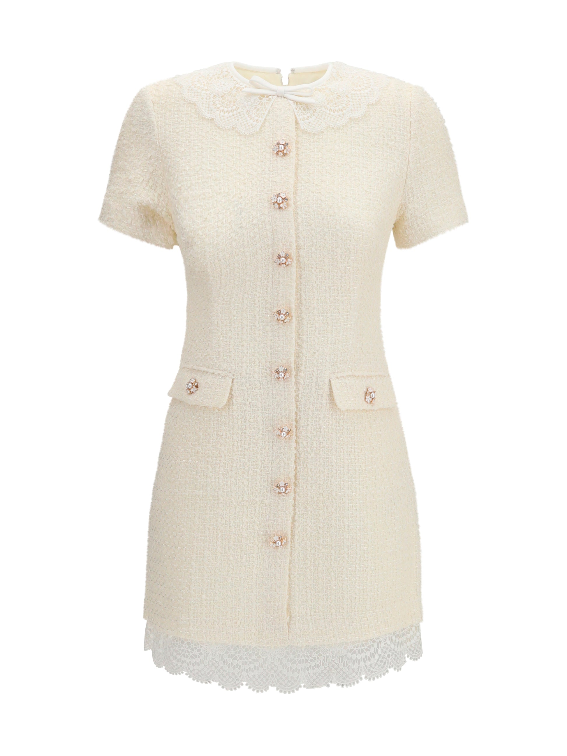 Self-Portrait Women Tailored Mini Dress With Bouclé Lace Inserts SELF-PORTRAIT