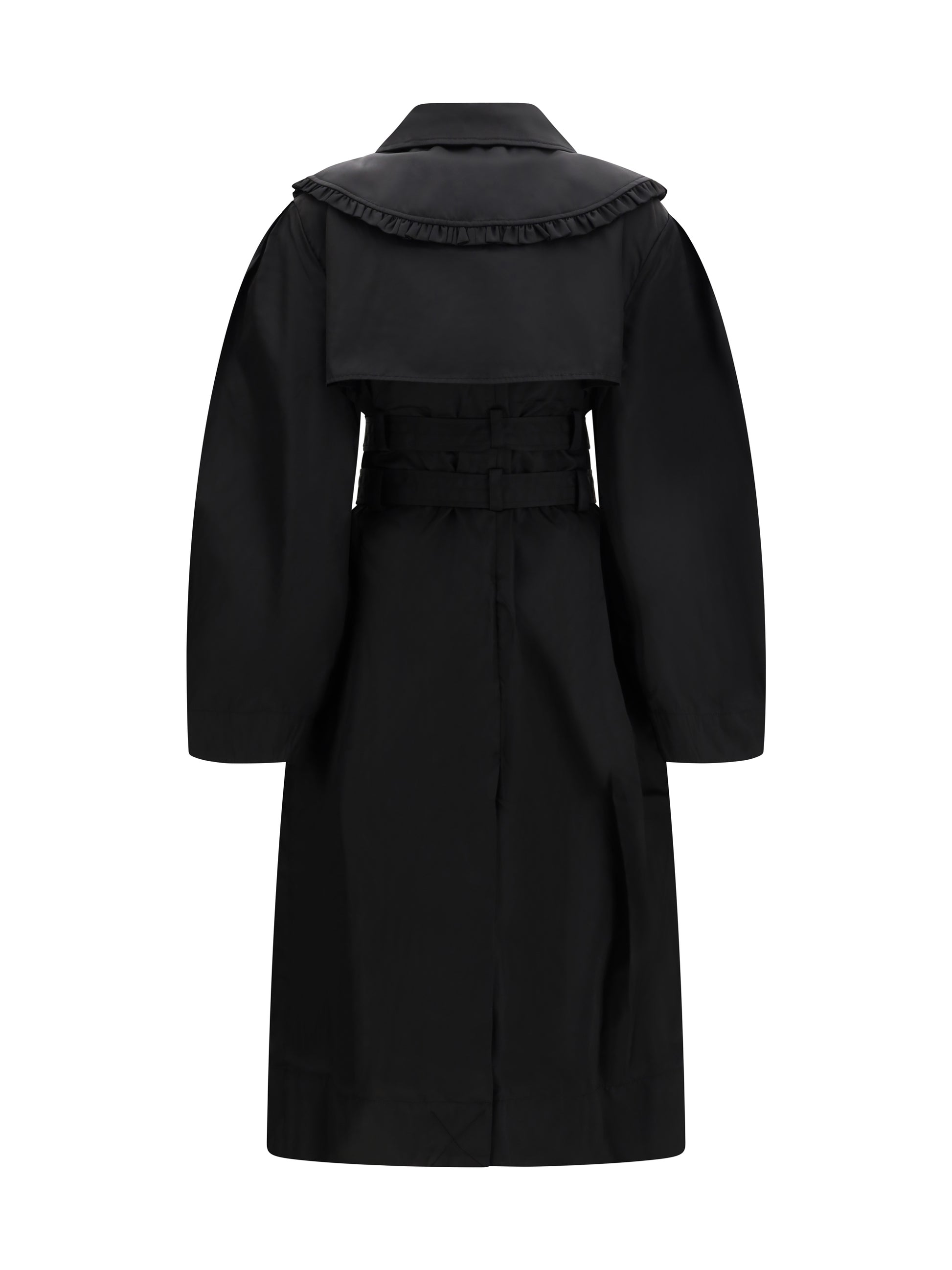 Ganni Women Belted Double-Breasted Coat GANNI