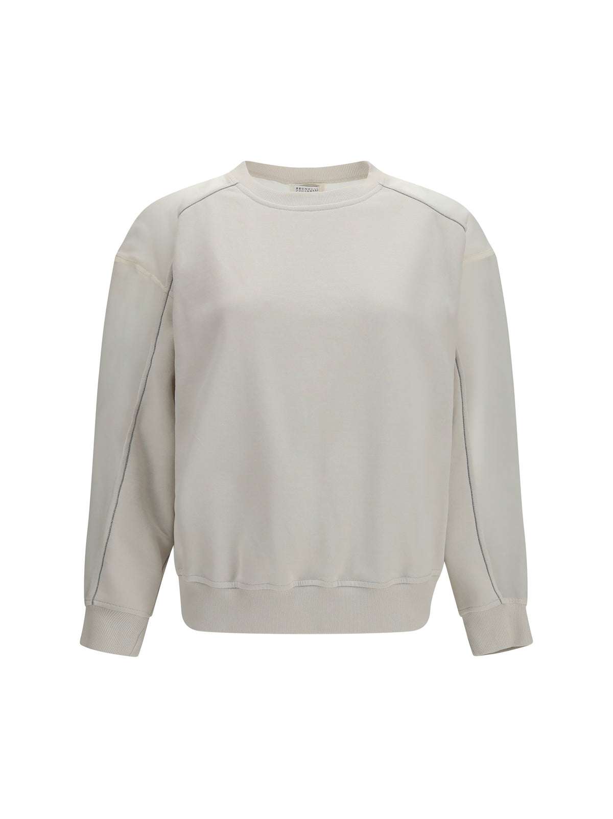 Brunello Cucinelli Women Crewneck Sweatshirt With Organza Sleeves BRUNELLO CUCINELLI