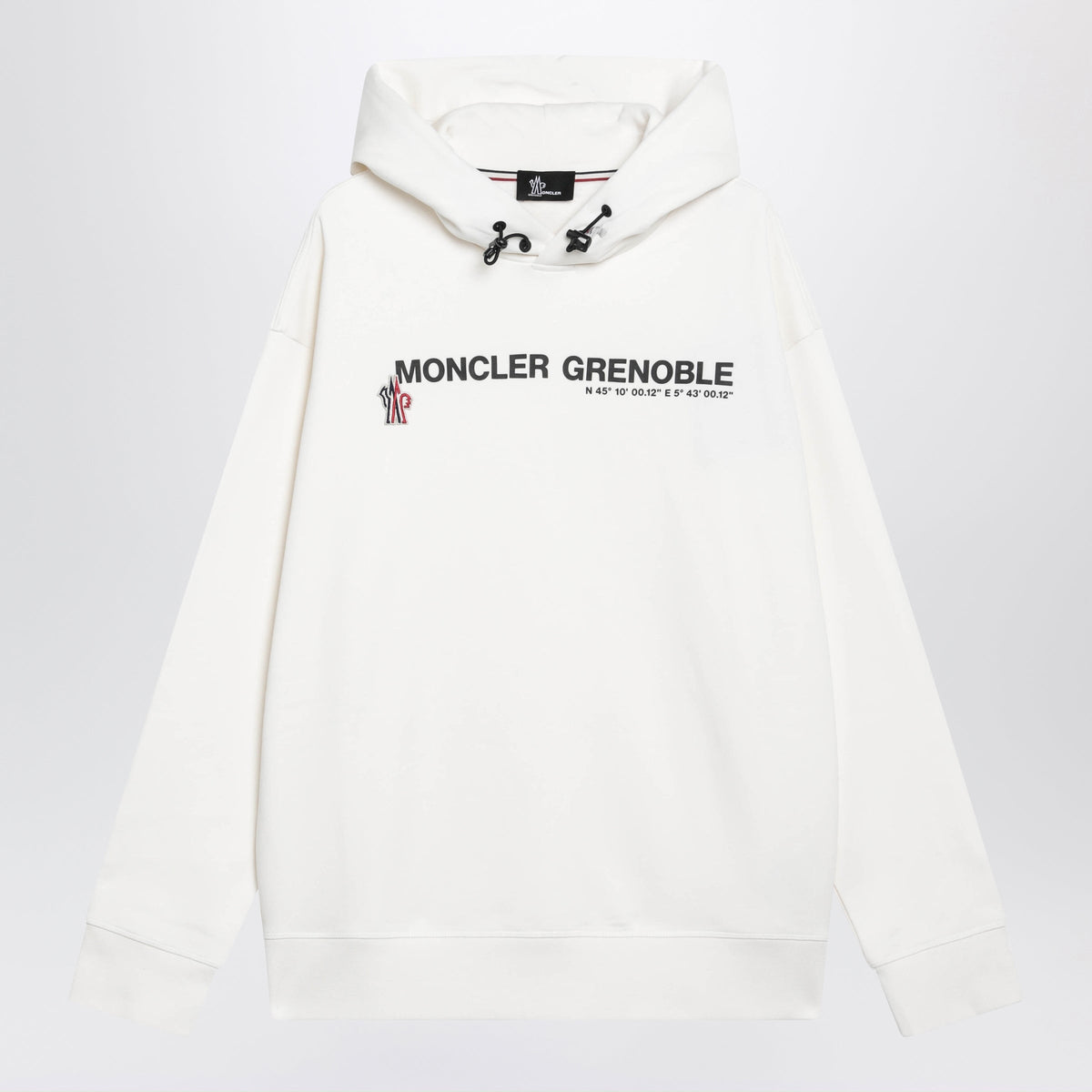 Moncler Grenoble White Cotton Hooded Sweatshirt With Coordinates Men MONCLER GRENOBLE
