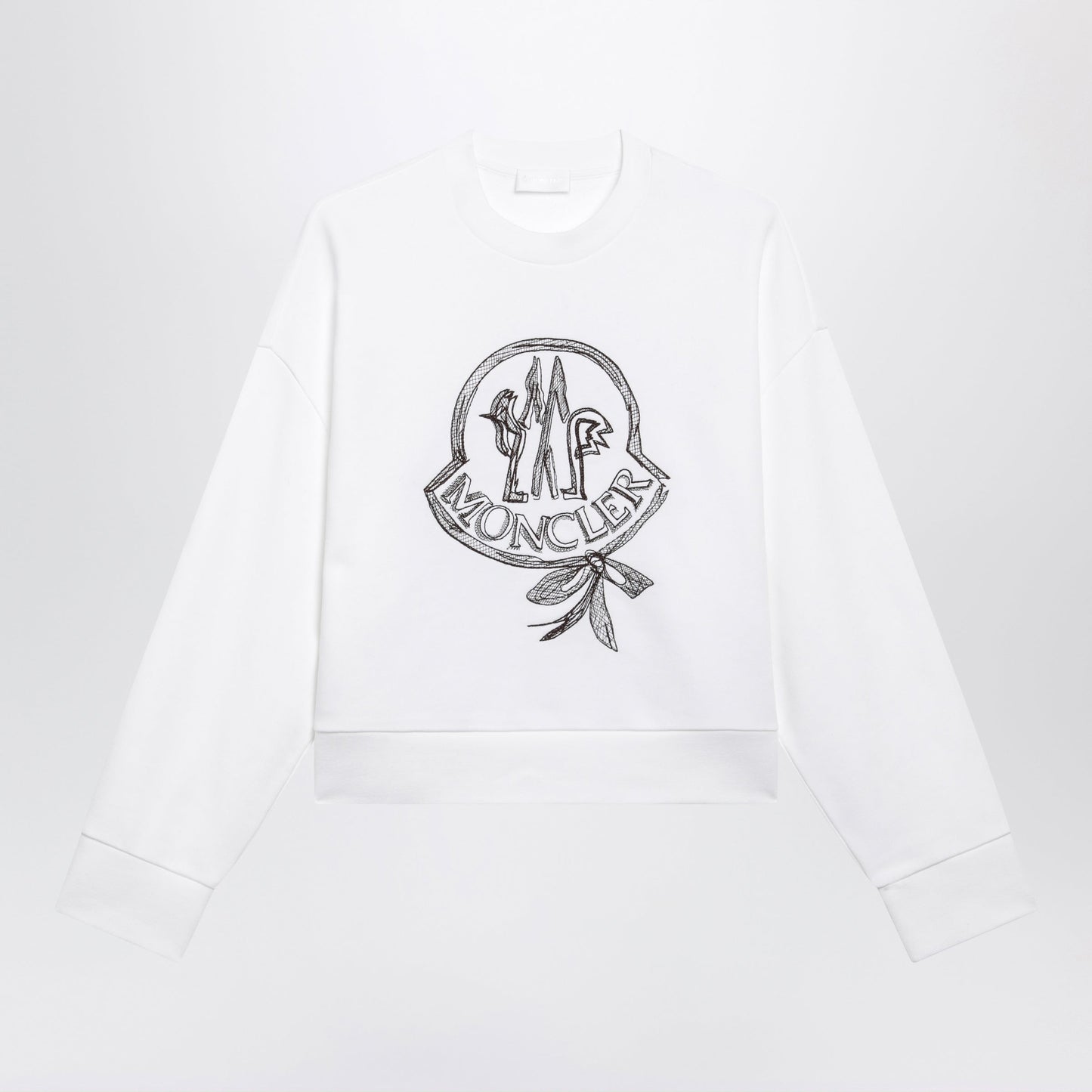 Moncler White Cotton Sweatshirt With Embroidered Logo Women MONCLER