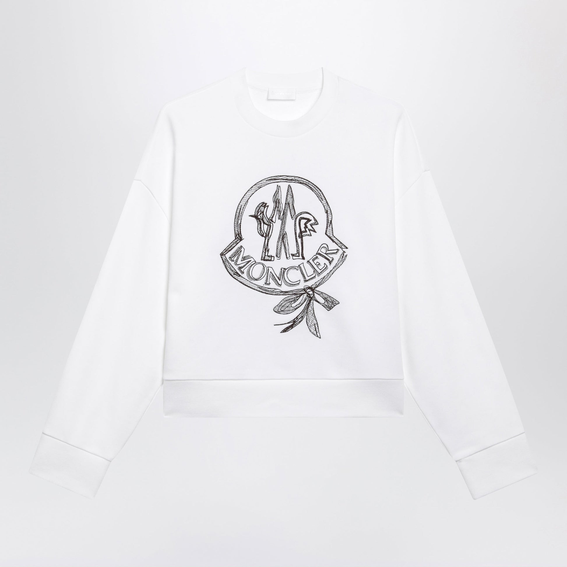 Moncler White Cotton Sweatshirt With Embroidered Logo Women MONCLER