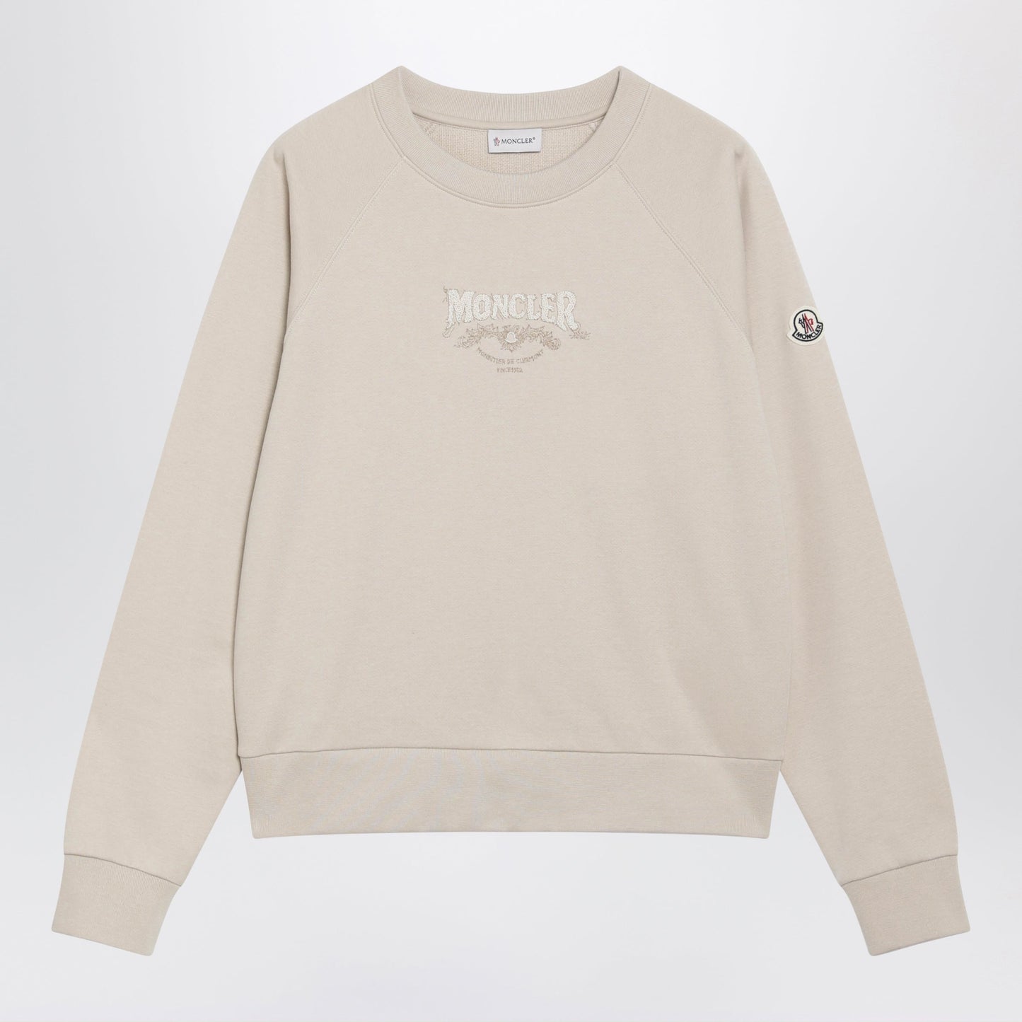 Moncler Light Beige Sweatshirt With Logo Embroidery Women MONCLER