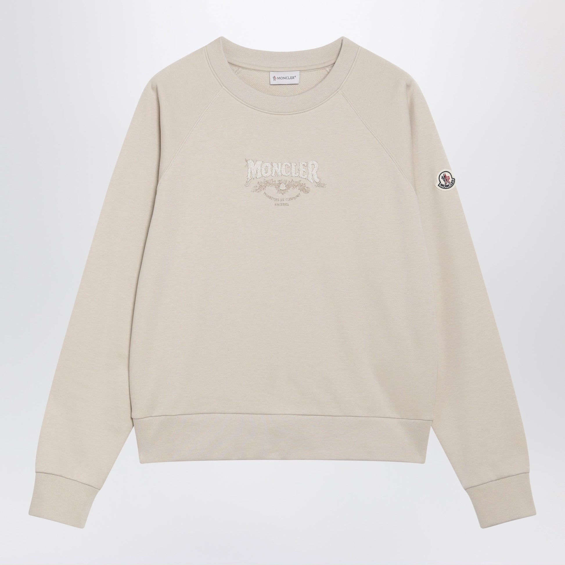 Moncler Light Beige Sweatshirt With Logo Embroidery Women MONCLER