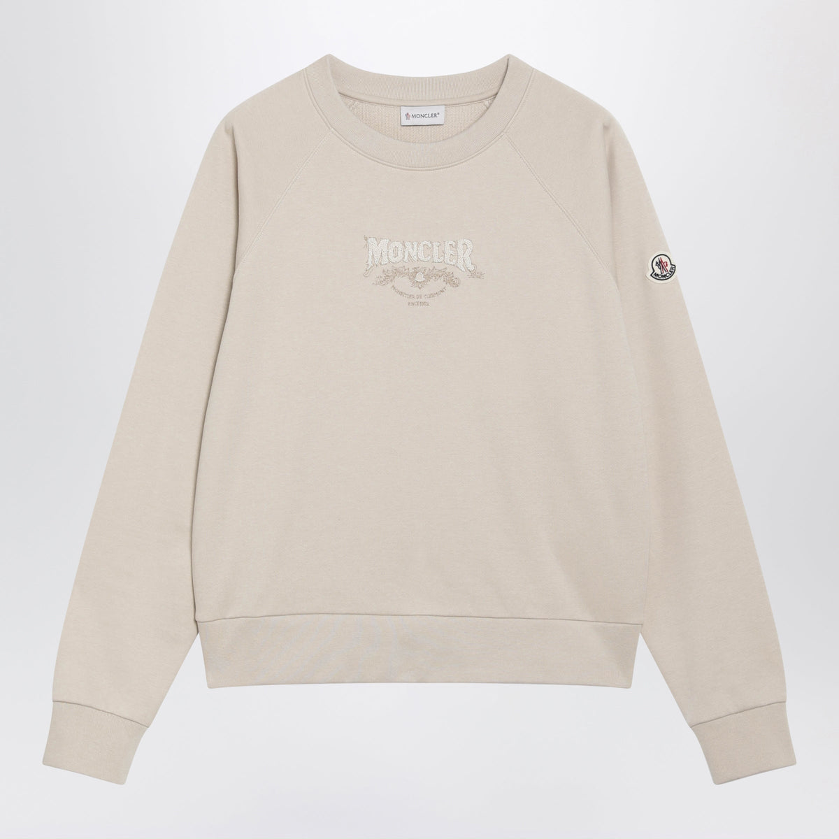 Moncler Light Beige Sweatshirt With Logo Embroidery Women MONCLER