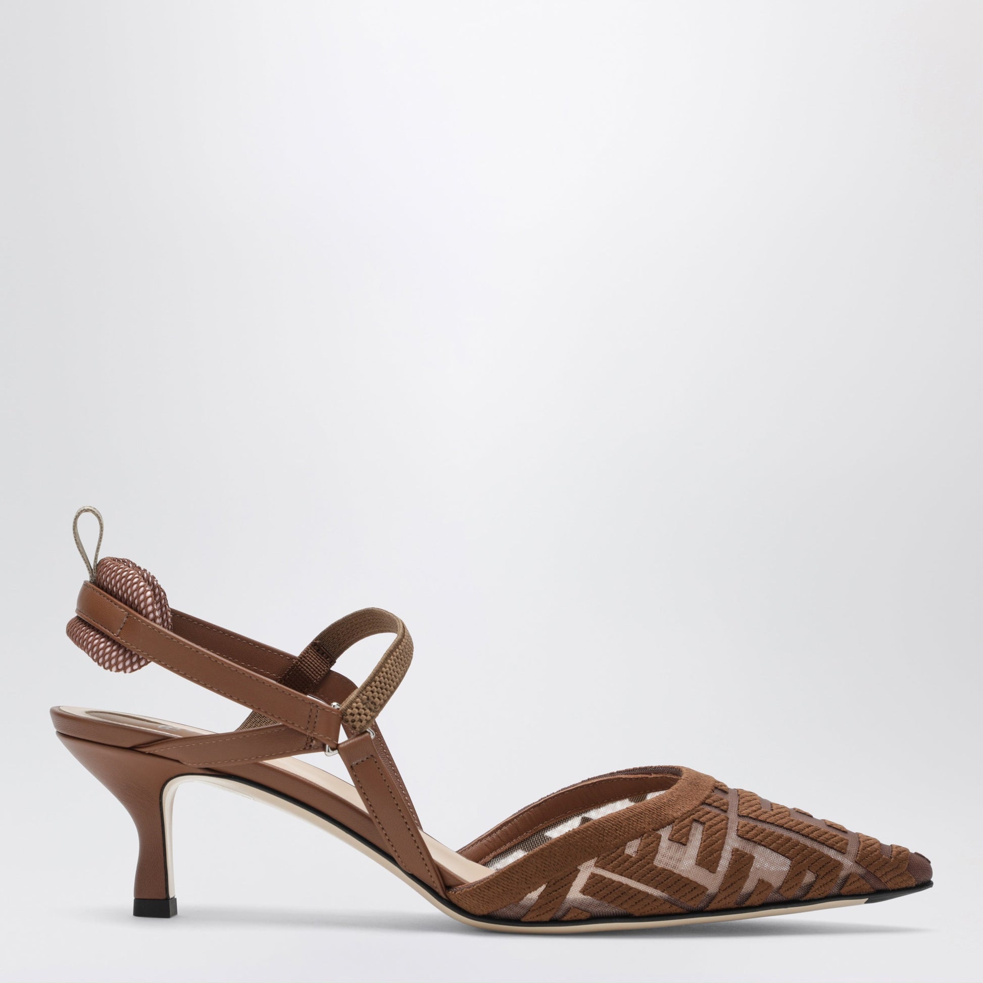 Fendi Colibrã¬ Lite Slingback With Ff Embroidery Elba Brown Women FENDI