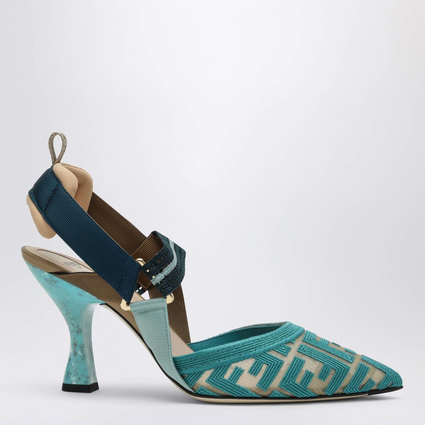 Fendi Nudo Dark Giada Slingback In Burgundy Ff Fabric Women FENDI