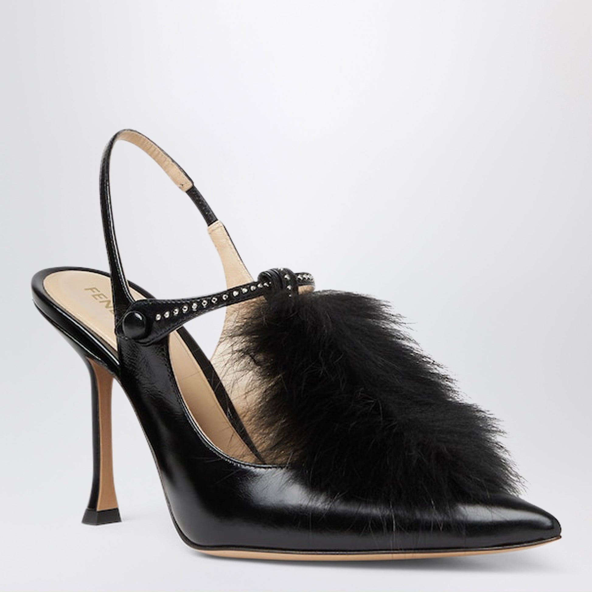 Fendi Fendi Noir Black Leather Slingbacks Women FENDI