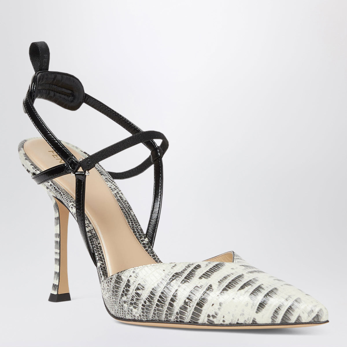 Fendi Parchment/Black Very Colibrã¬ Slingbacks In Calfskin Women FENDI