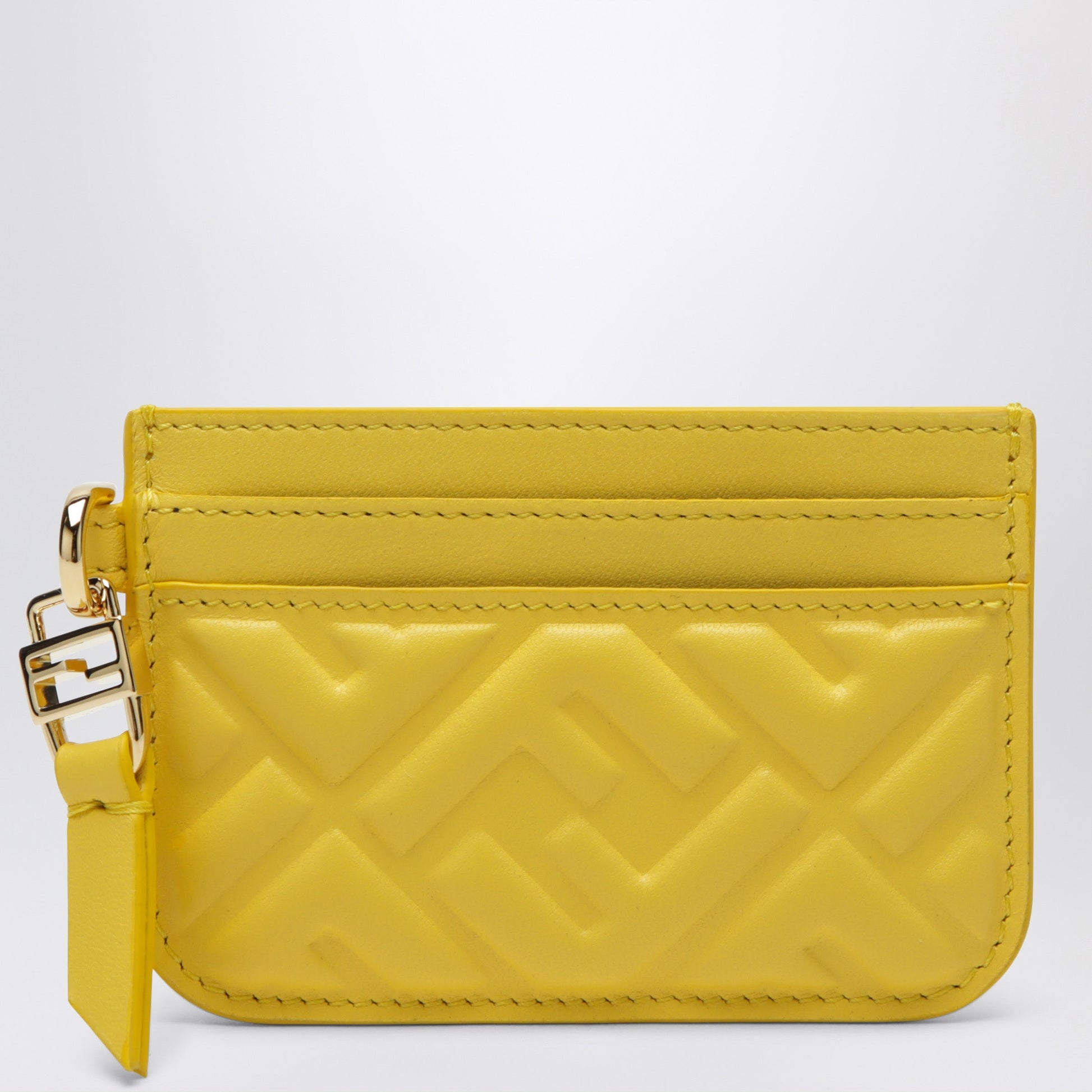 Fendi Yellow Nappa Leather Baguette Card Case With Ff Motif Women FENDI