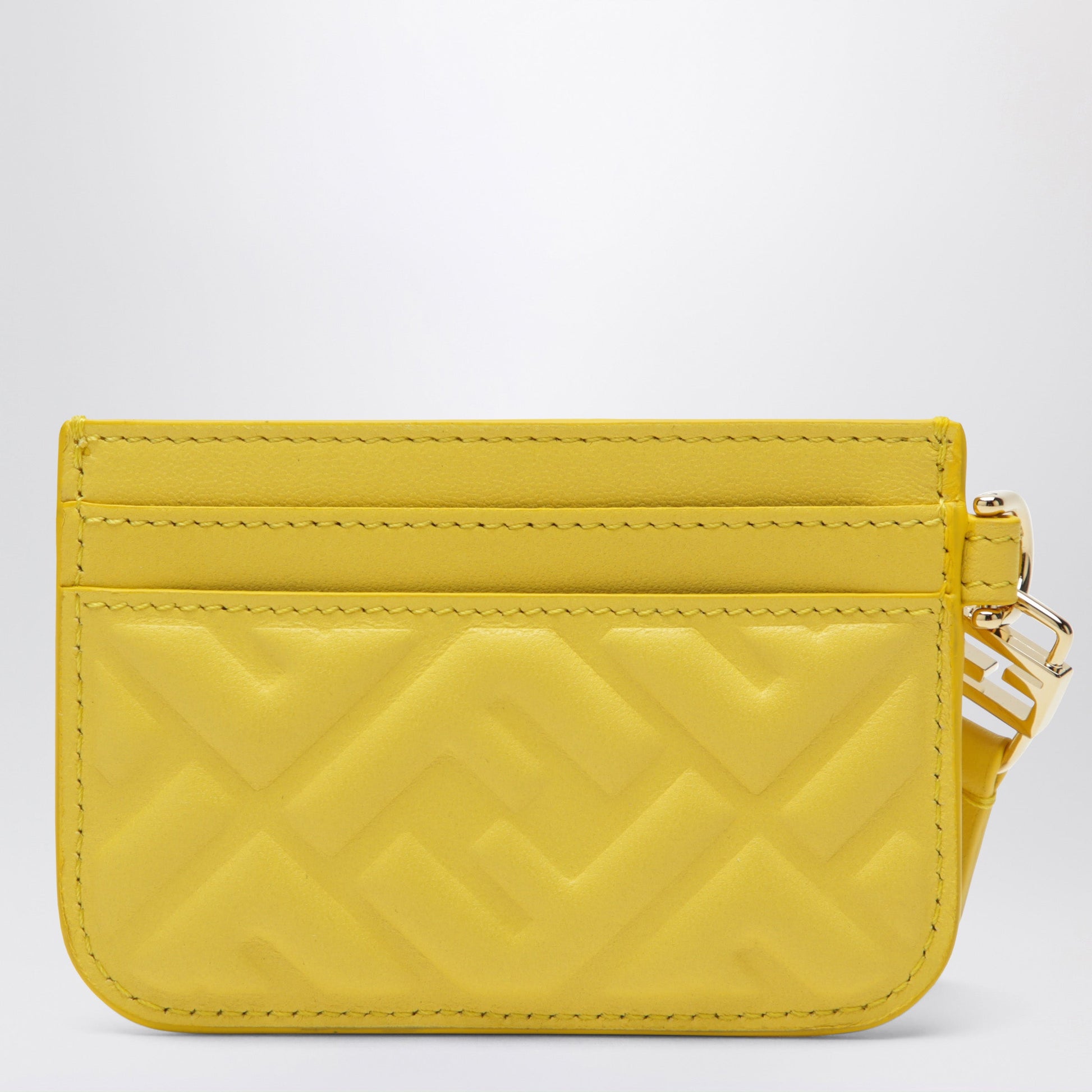 Fendi Yellow Nappa Leather Baguette Card Case With Ff Motif Women FENDI