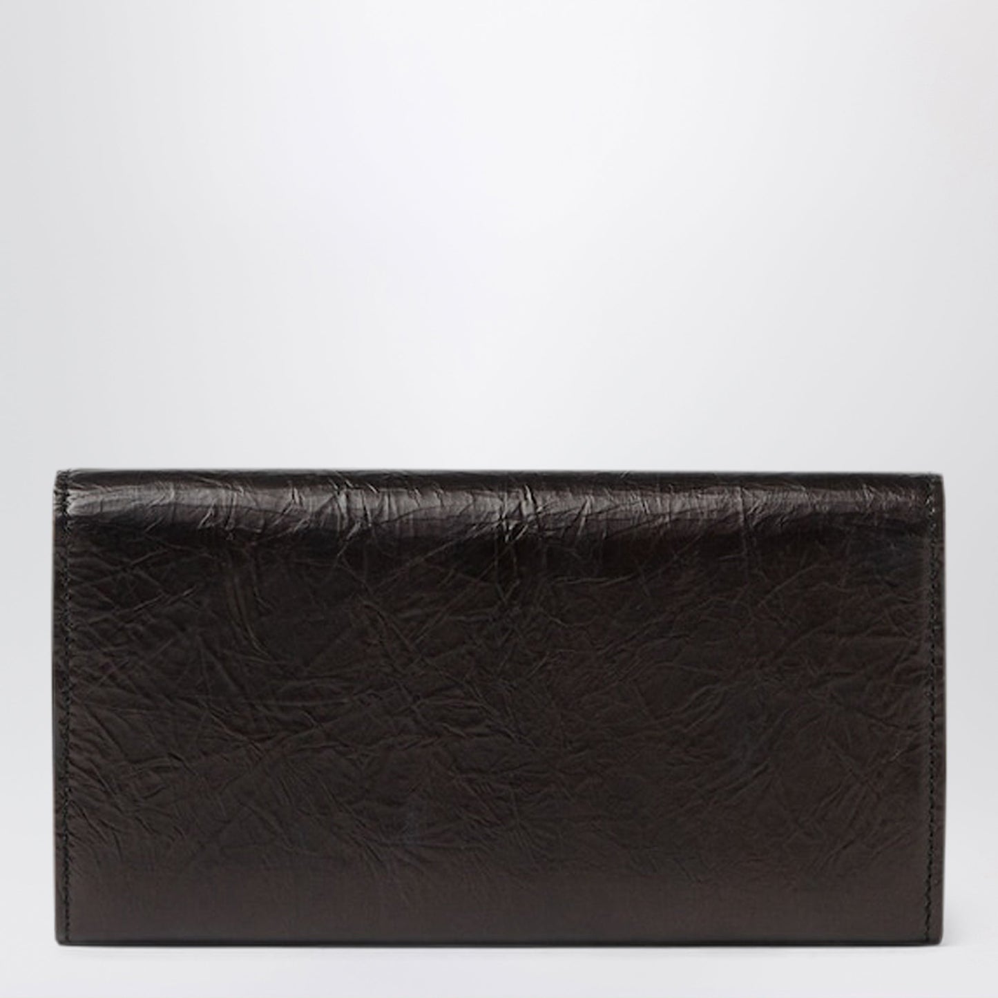 Fendi Tube Continental Wallet With Chain In Black Cracked Leather Women FENDI