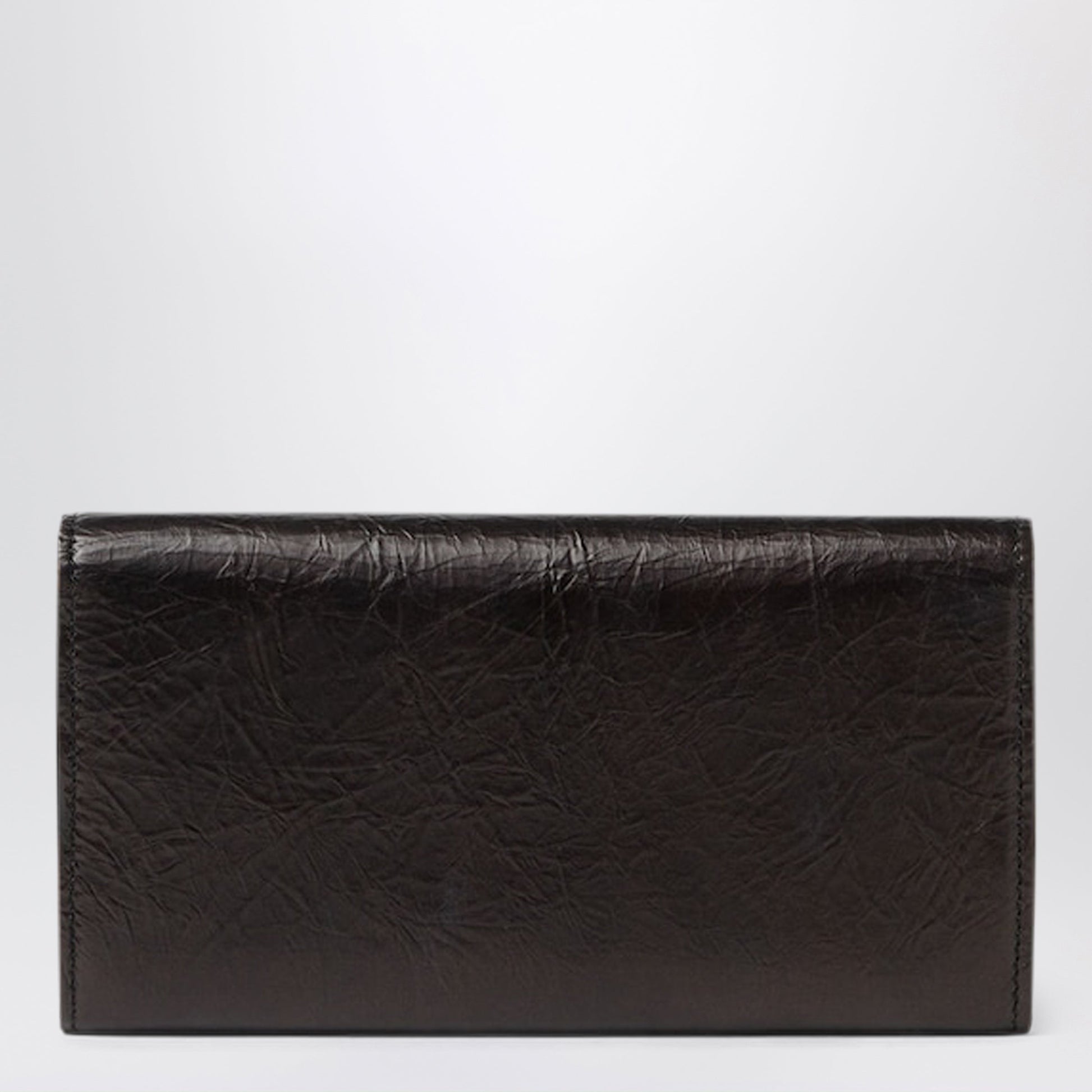 Fendi Tube Continental Wallet With Chain In Black Cracked Leather Women FENDI