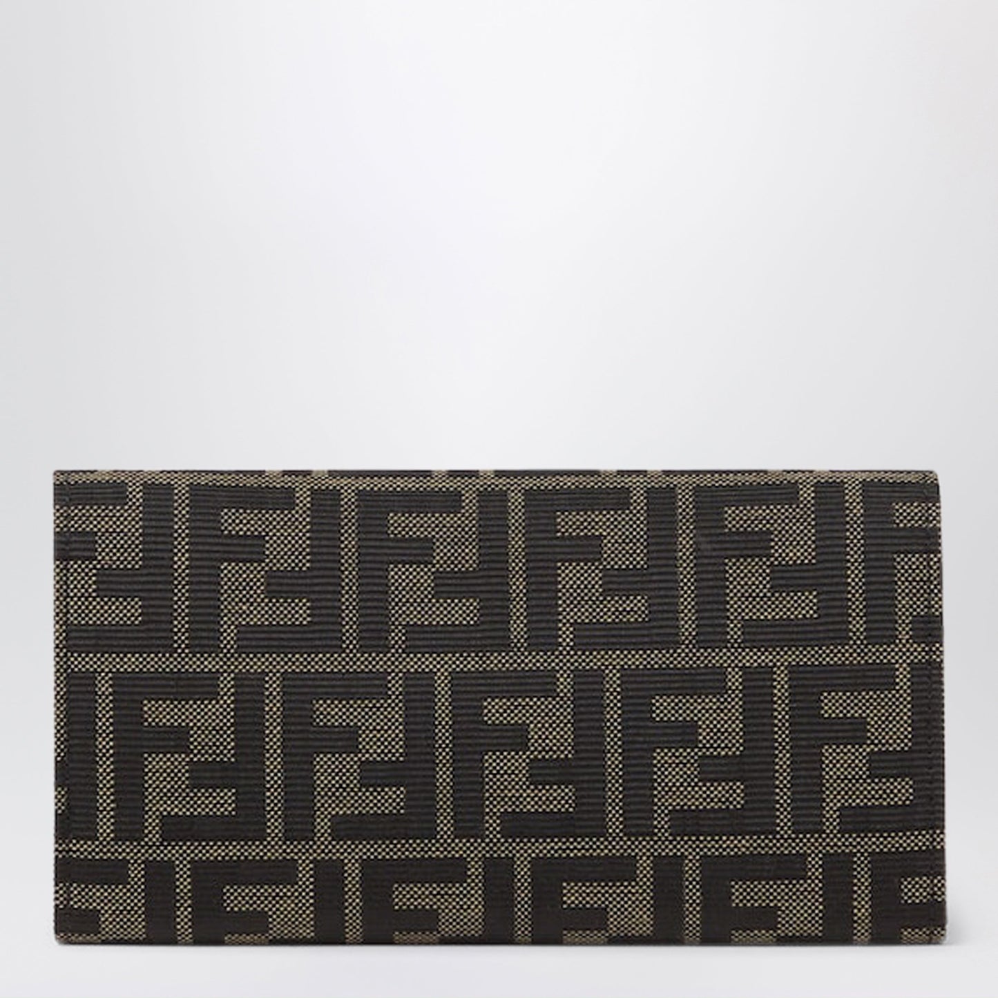 Fendi Tube Continental Wallet With Chain In Ff Zucca Jacquard And Brown Leather Women FENDI