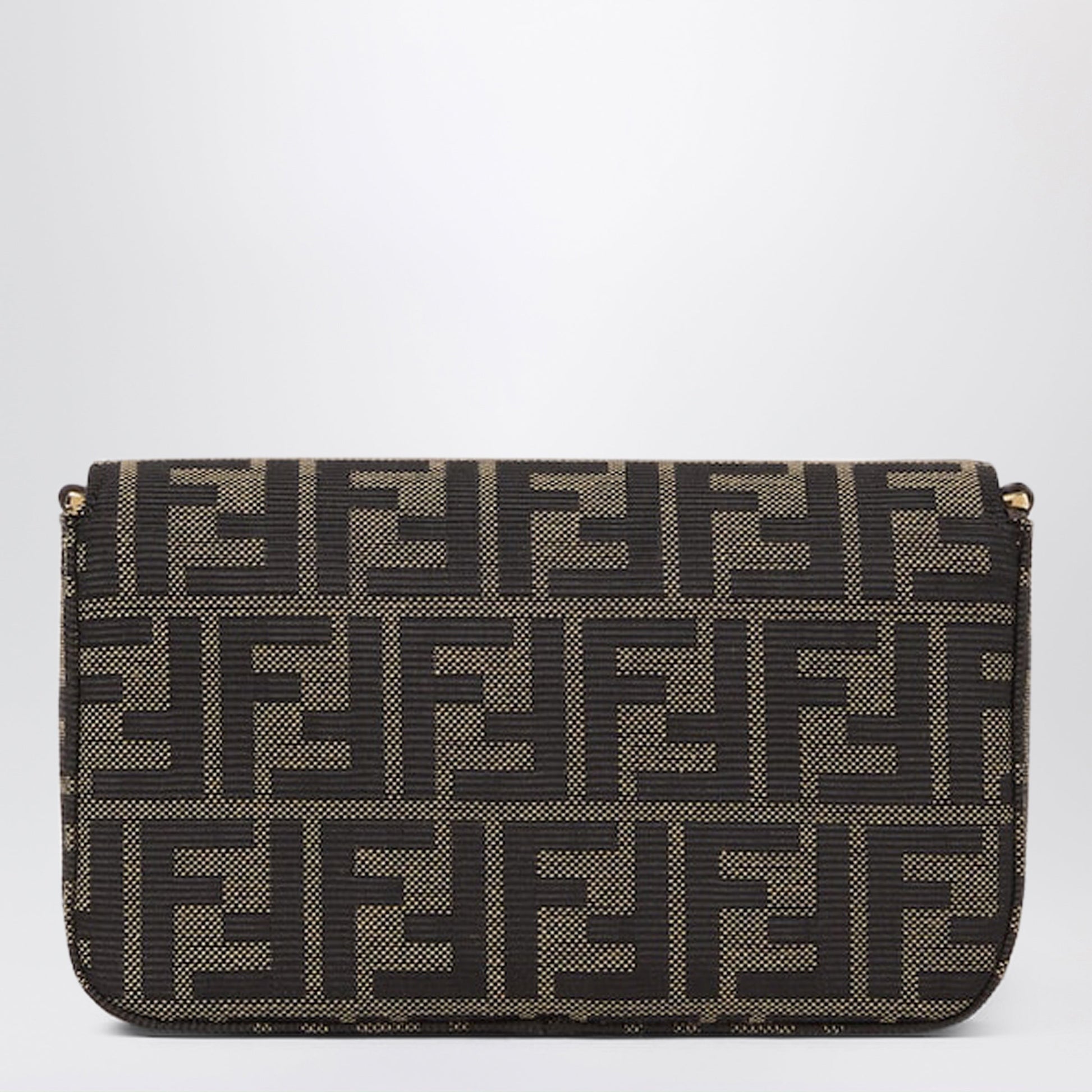 Fendi Tube Wallet On Chain In Ff Zucca Jacquard And Brown Leather Women FENDI