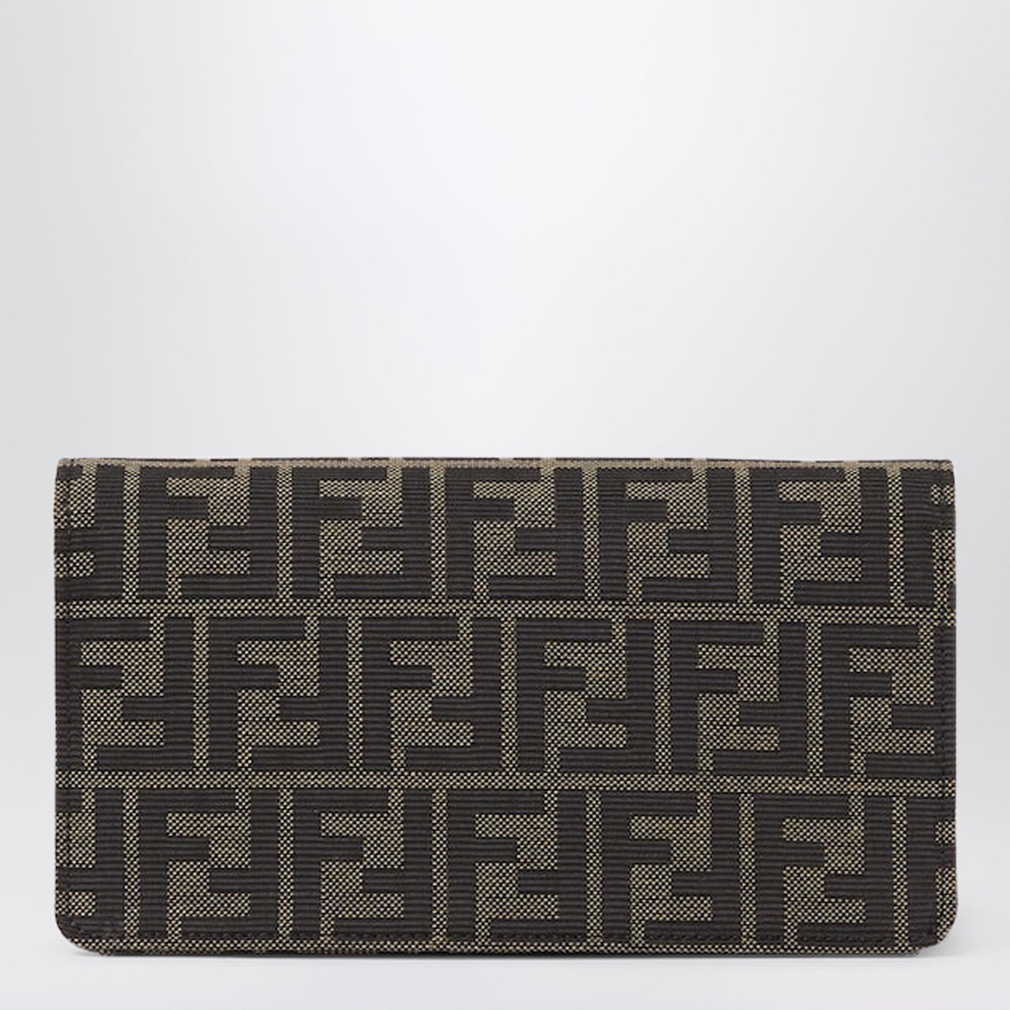 Fendi Tube Wallet On Chain In Ff Zucca Jacquard And Brown Leather Women FENDI