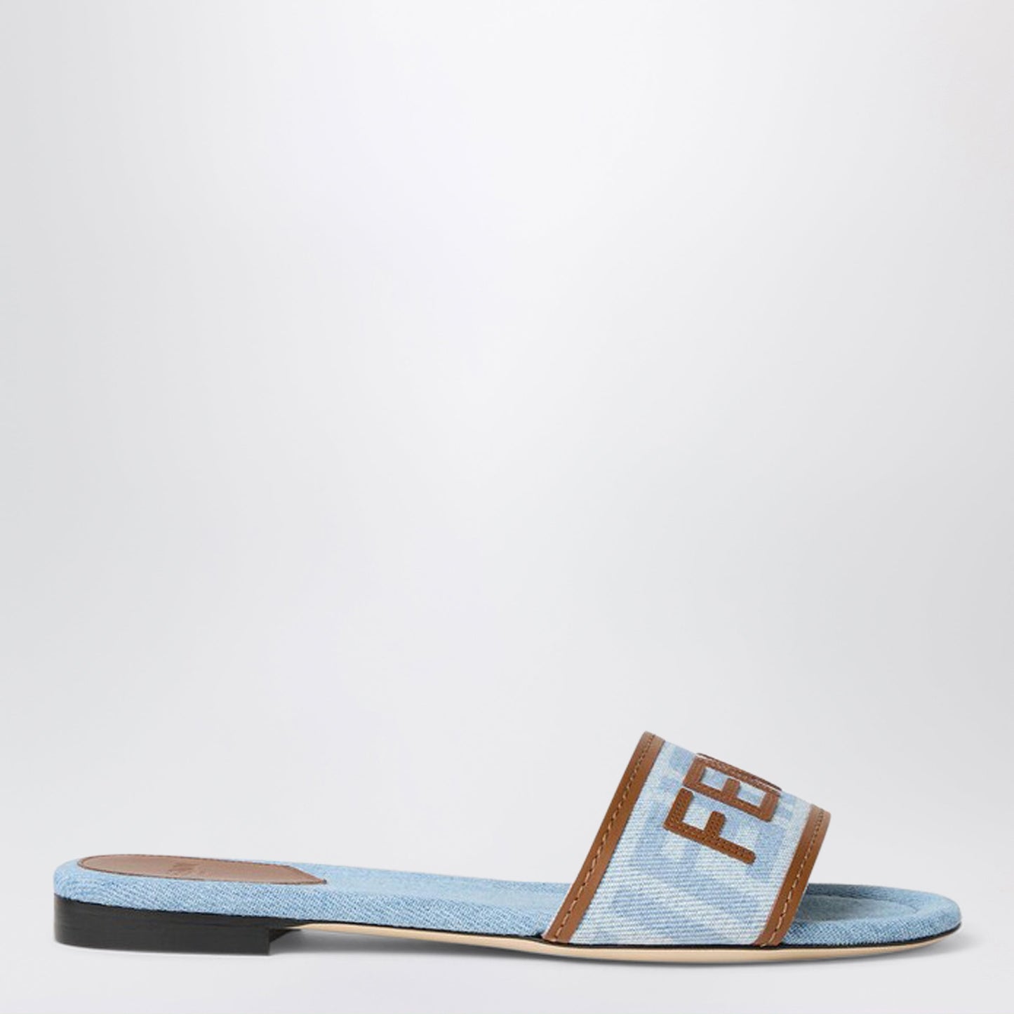 Fendi Fendi Sunshine Slides In Light Blue Denim-Effect Ff Jacquard Women FENDI