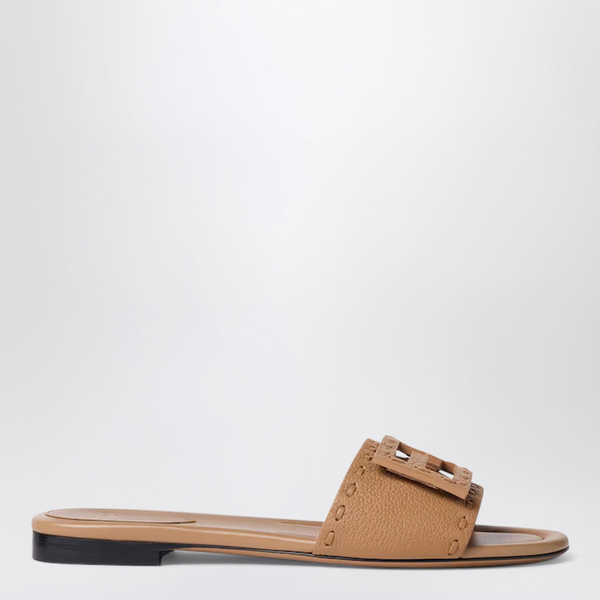 Fendi Camel Leather Baguette Slides Women FENDI