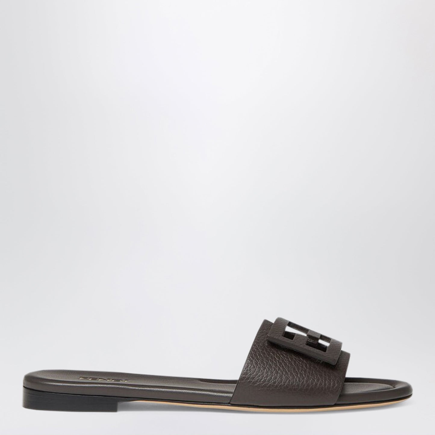 Fendi Dark Brown Baguette Leather Slides Women FENDI